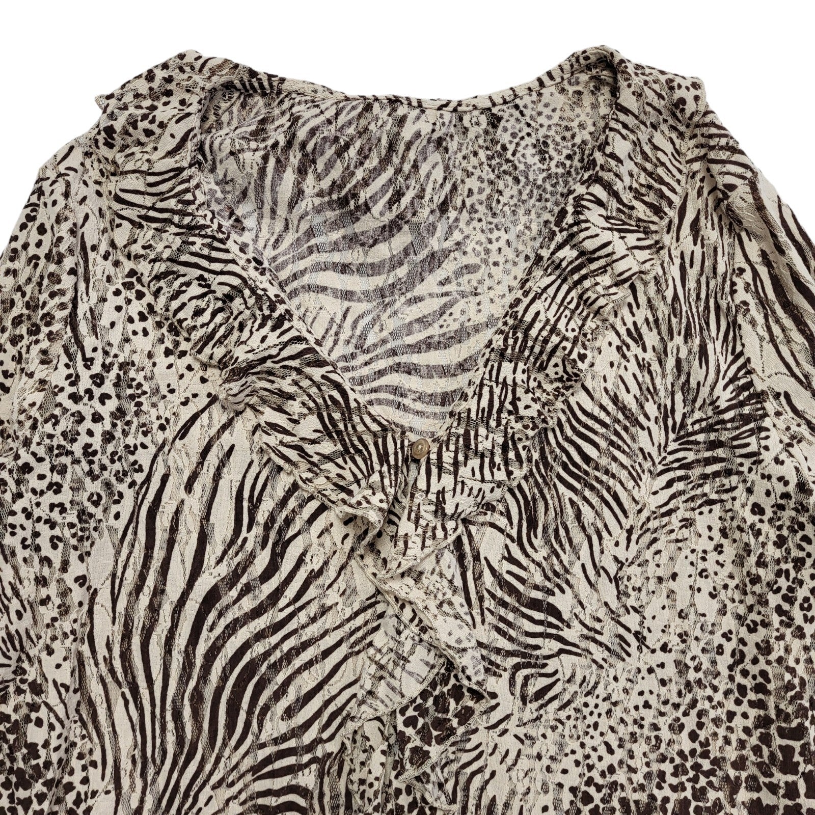 Berkertex Animal Print Button Up Blouse Womens UK 18