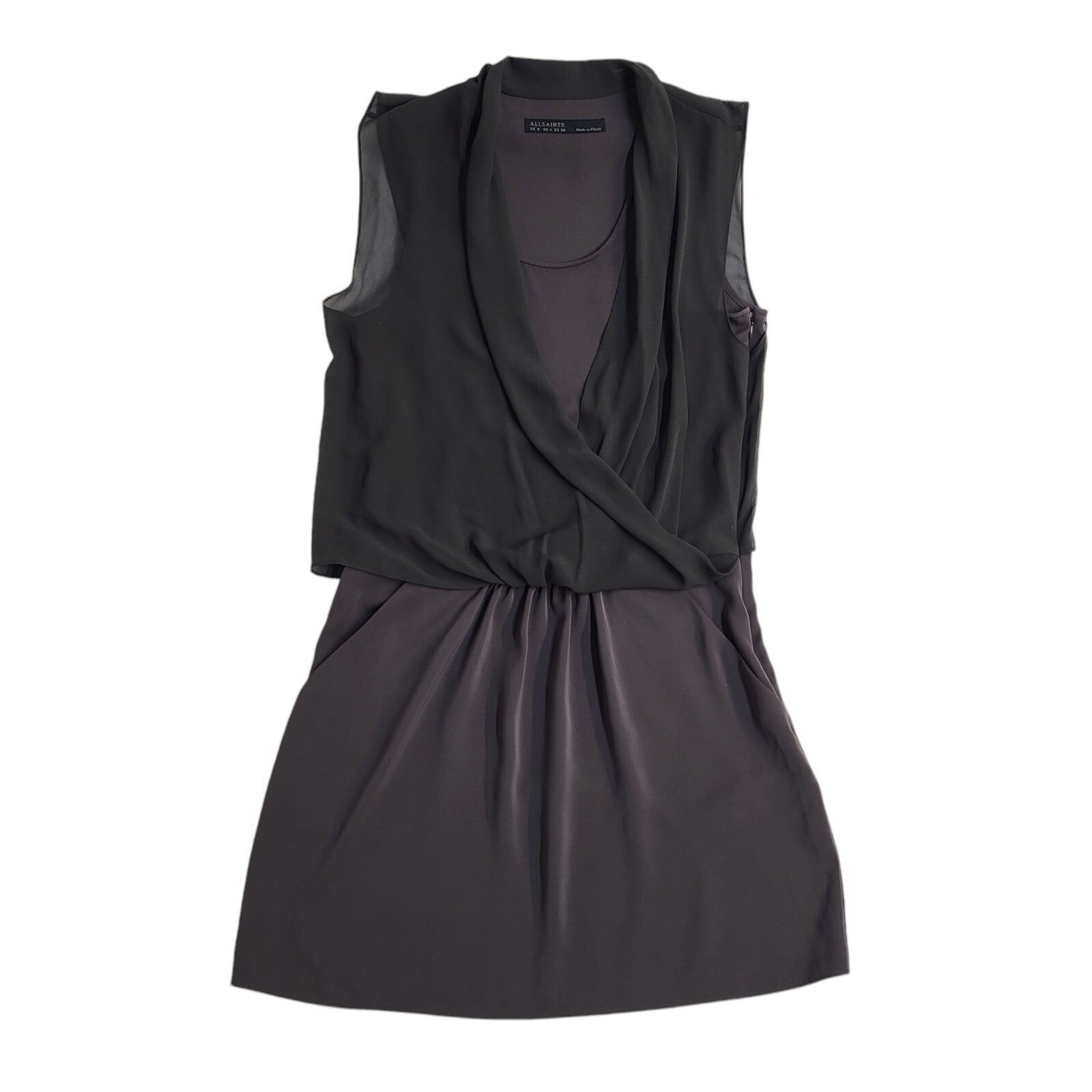 Allsaints Vintage Y2K Black Sleeveless Dress Uk Women's Size 8