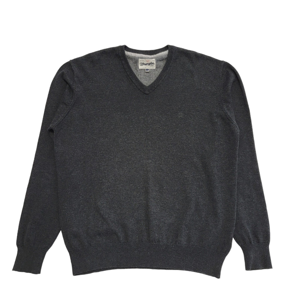 Wrangler Vintage 90's Grey Wool Blend V-Neck Jumper Men's Size Large