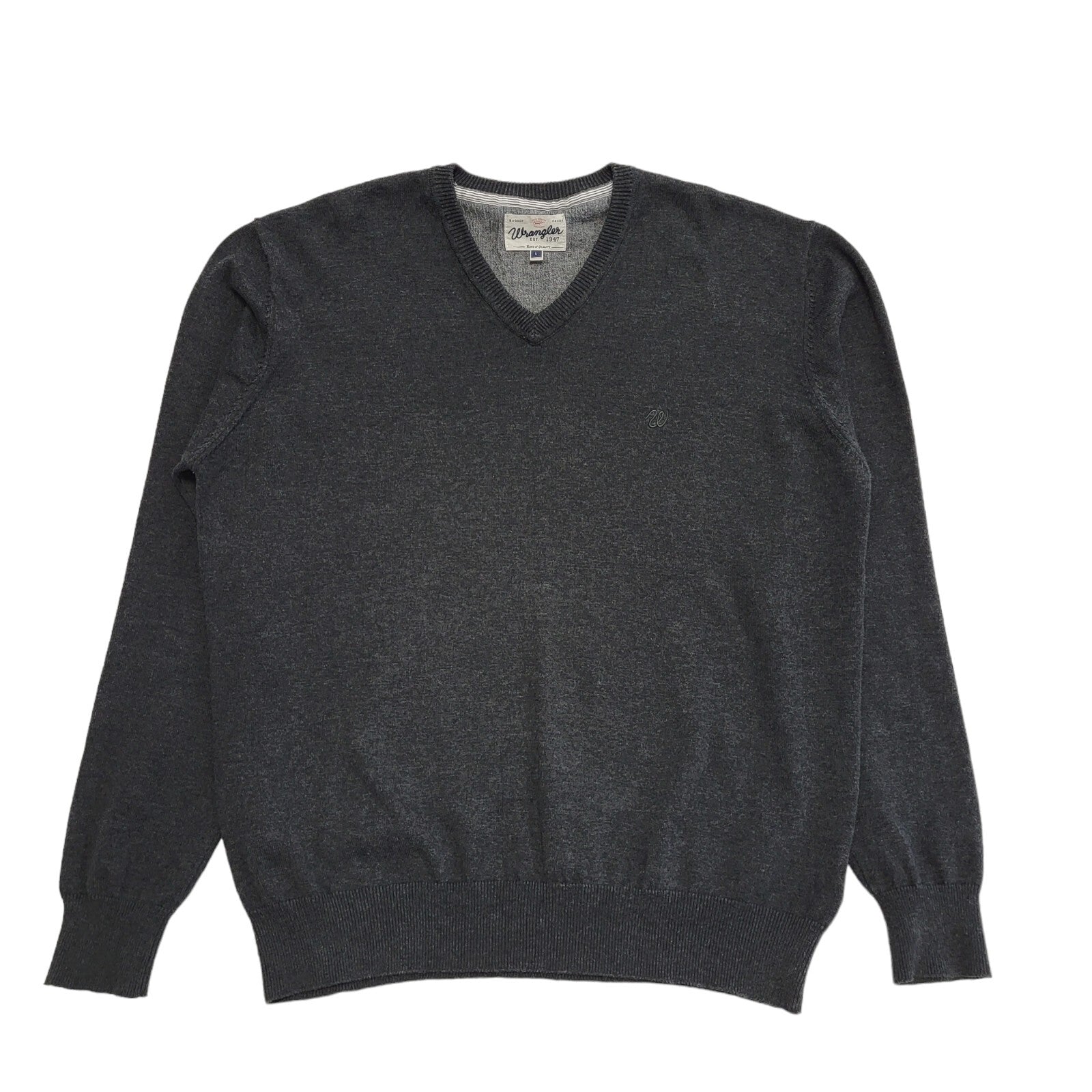 Wrangler Vintage 90's Grey Wool Blend V-Neck Jumper Men's Size Large