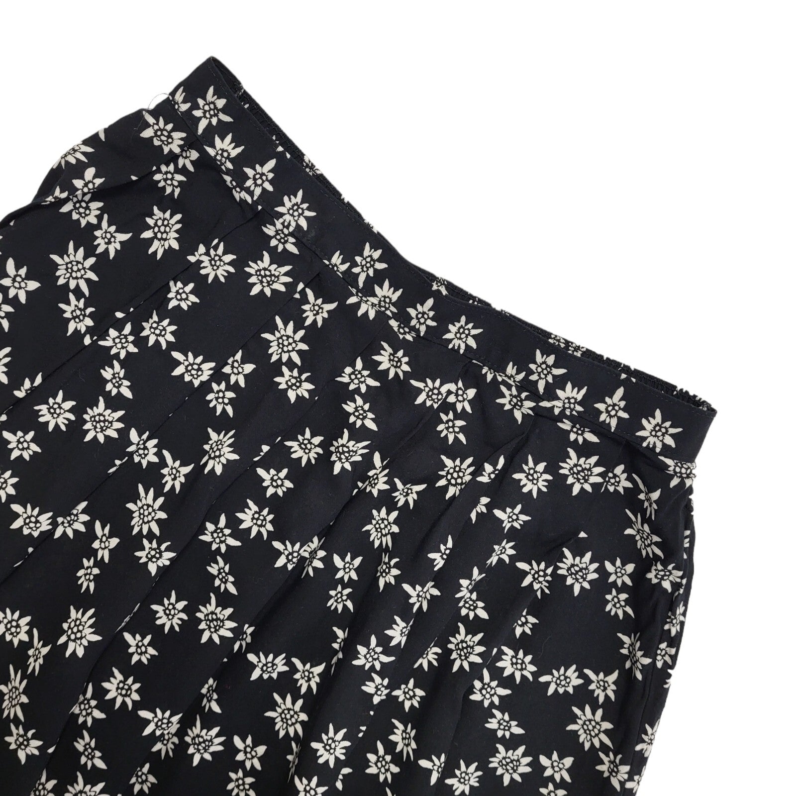 Marks and Spencer Vintage 90's Black Floral Pleated Midi Skirt Womens UK 14