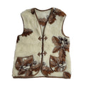 Vintage Beige & Cream 80s Button Faux Fur Gilet UK Women's Size 20
