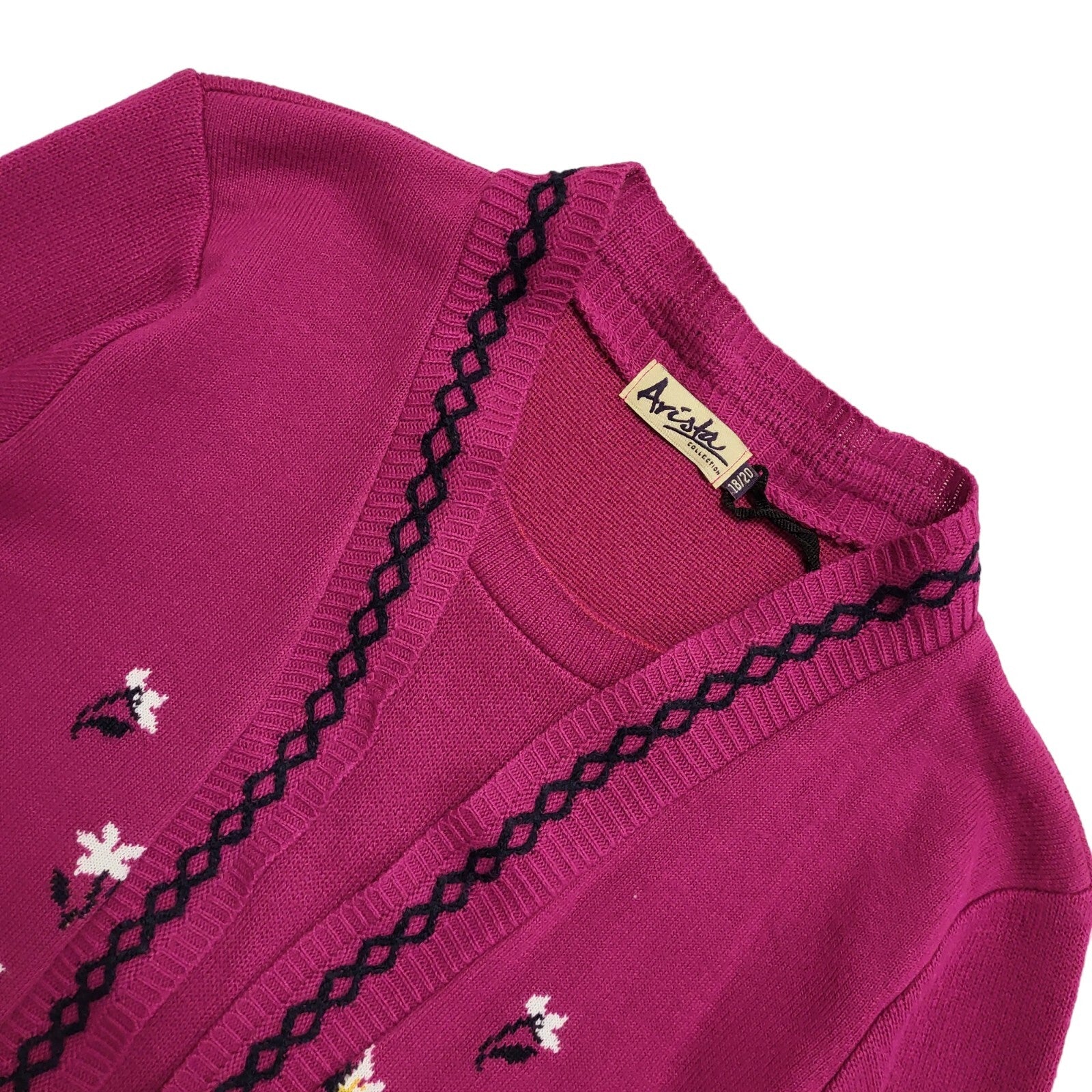 Arista 80s Vintage Pink Floral Open Cardigan Uk Women's Size 18-20