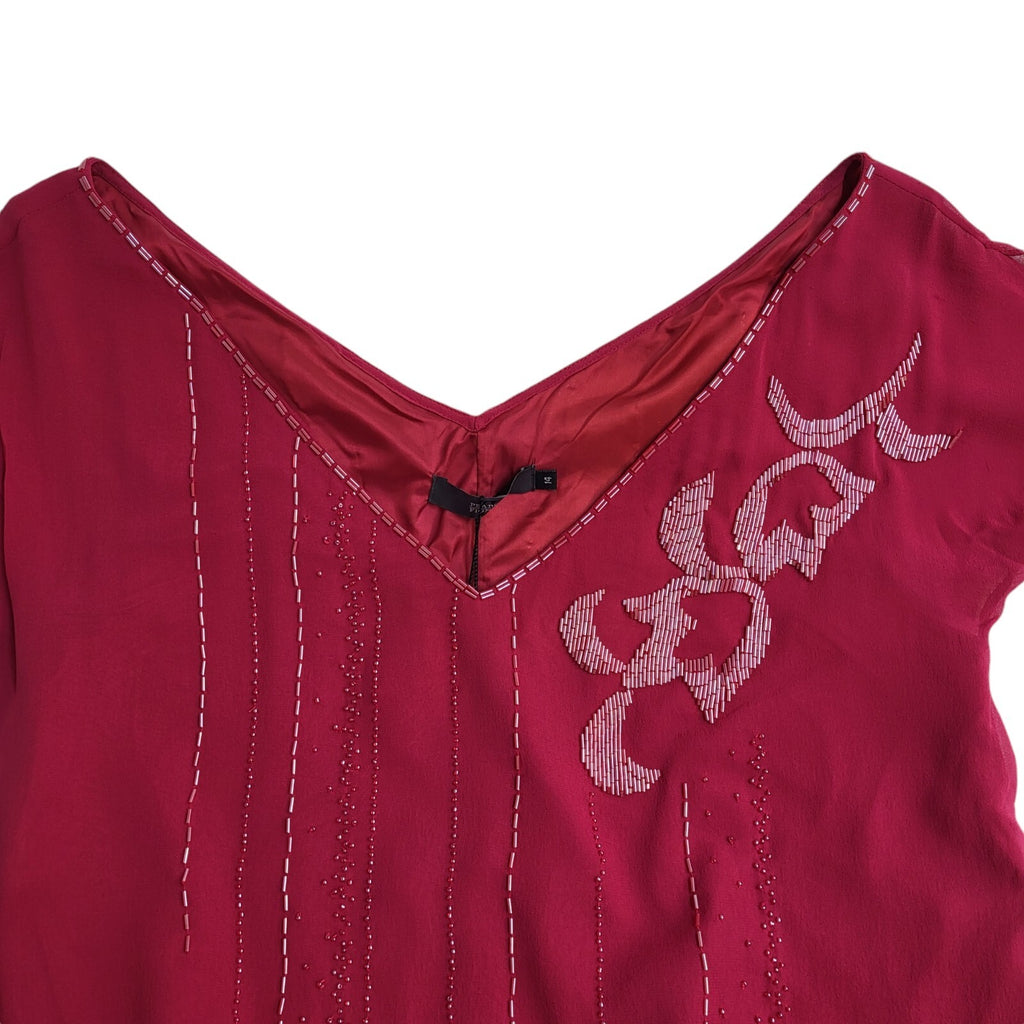 Pearce Fionda Pink V-Neck Sequin Short Sleeve Top 90's BNWT Women's UK Size 14