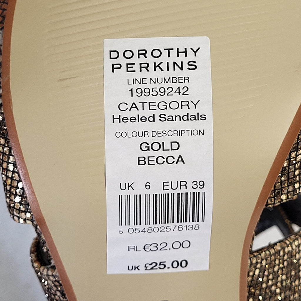 Dorothy Perkins Becca Gold Buckle Heel Shoes Uk Women's Size 6
