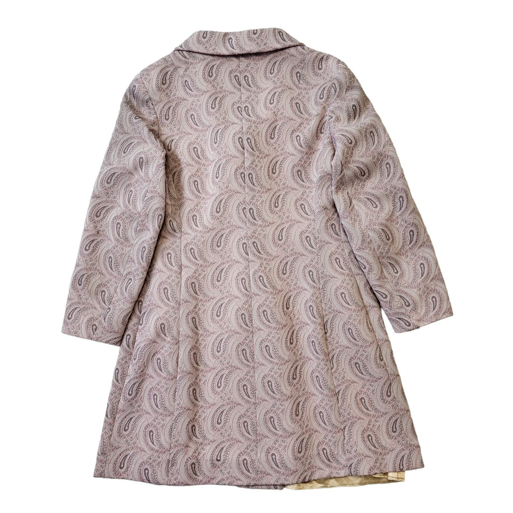 60s Vintage Pink Paisley Pattern Button Up Coat Women's Size 12