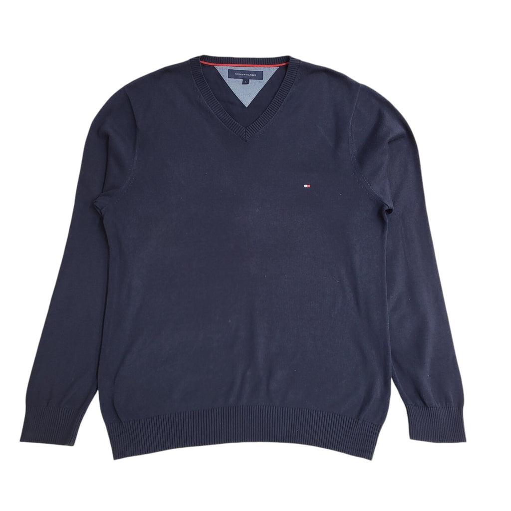 Tommy Hilfiger Y2K Blue V-Neck Long Sleeve Jumper Men's UK Size L