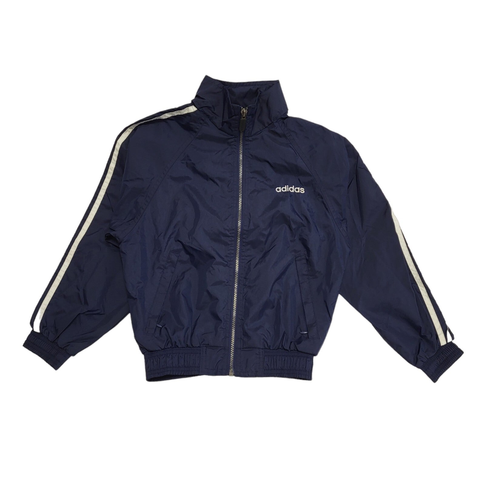 Adidas 90s Vintage Blue Hooded Zip Up Jacket Kids Size Small