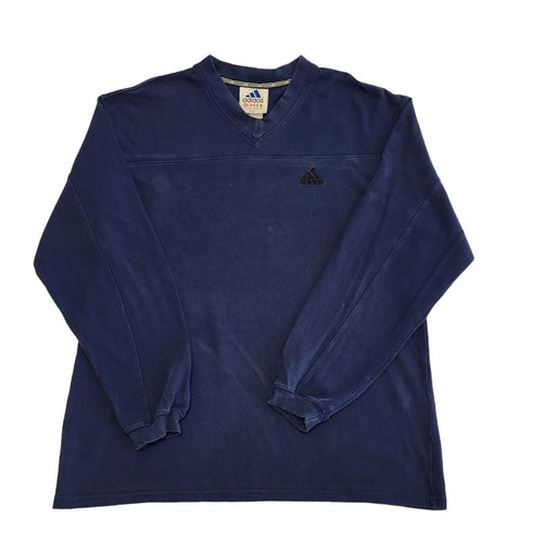 Adidas 90s Vintage Navy Blue V-Neck Sweatshirt Men's Size M