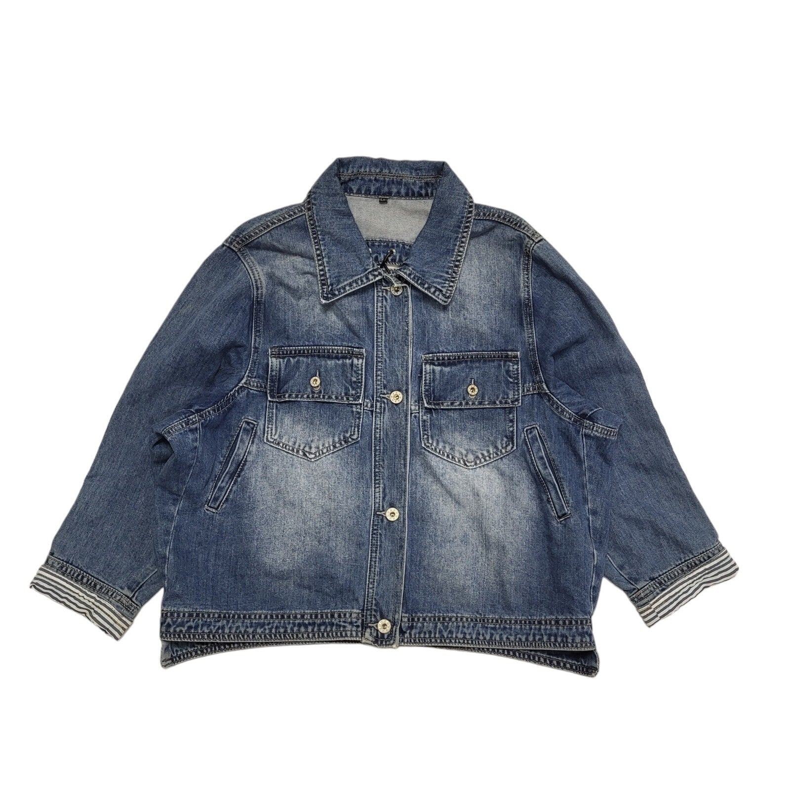 Vintage Y2k Blue Button Denim Jacket Uk Women's Size S-M