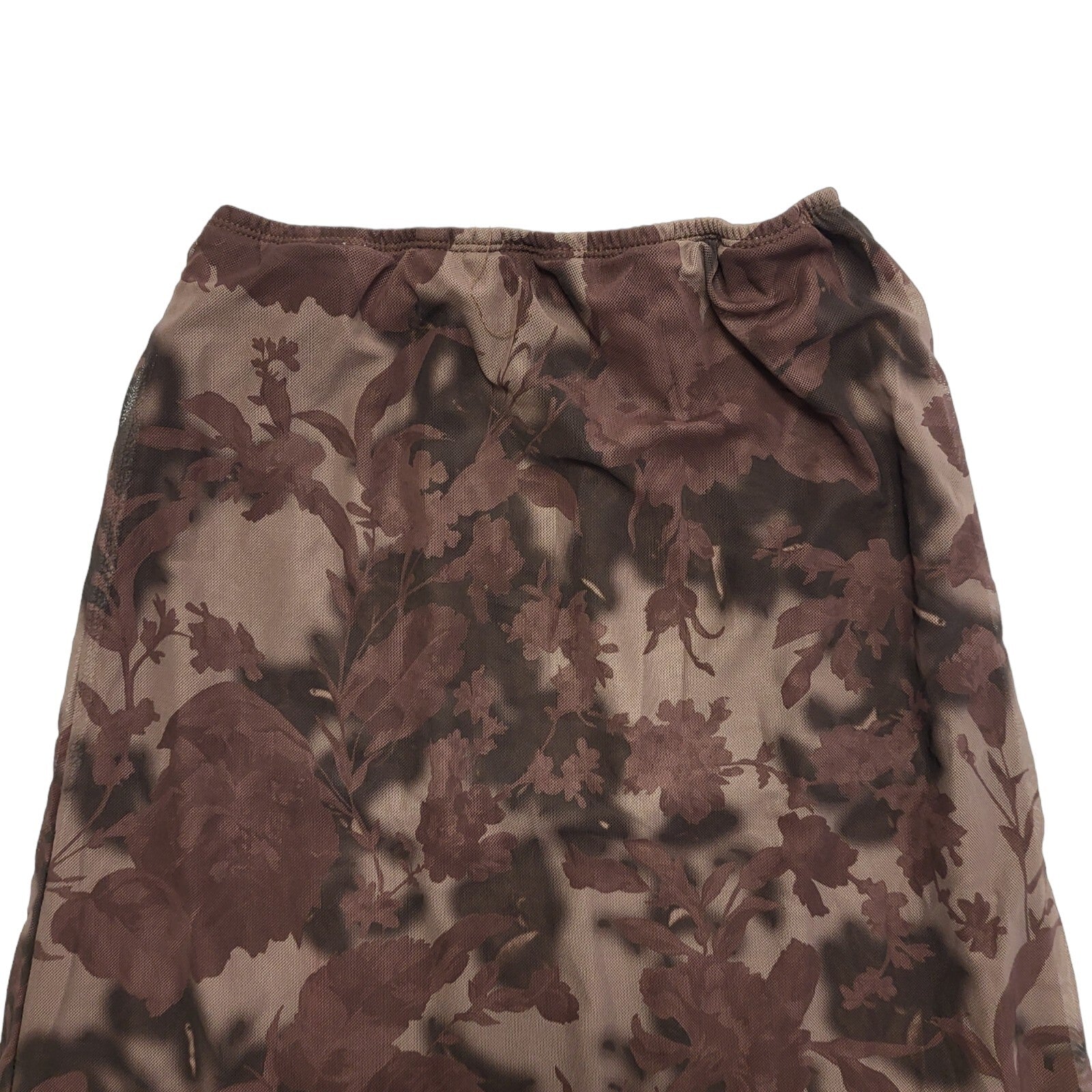Vintage Brown Floral Midi Skirt Womens UK Size Large