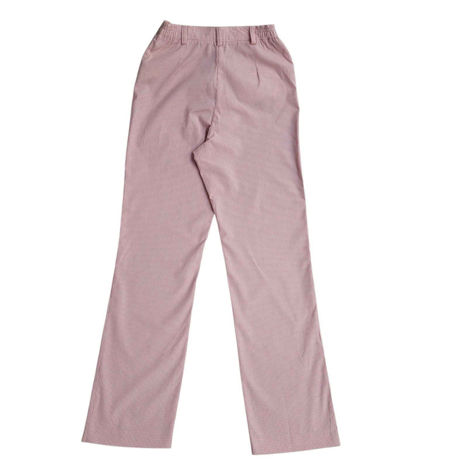 Green Lamb Trousers Y2K Pink Check Poly Cotton Bnwt Women's Size S 8 W26 L31
