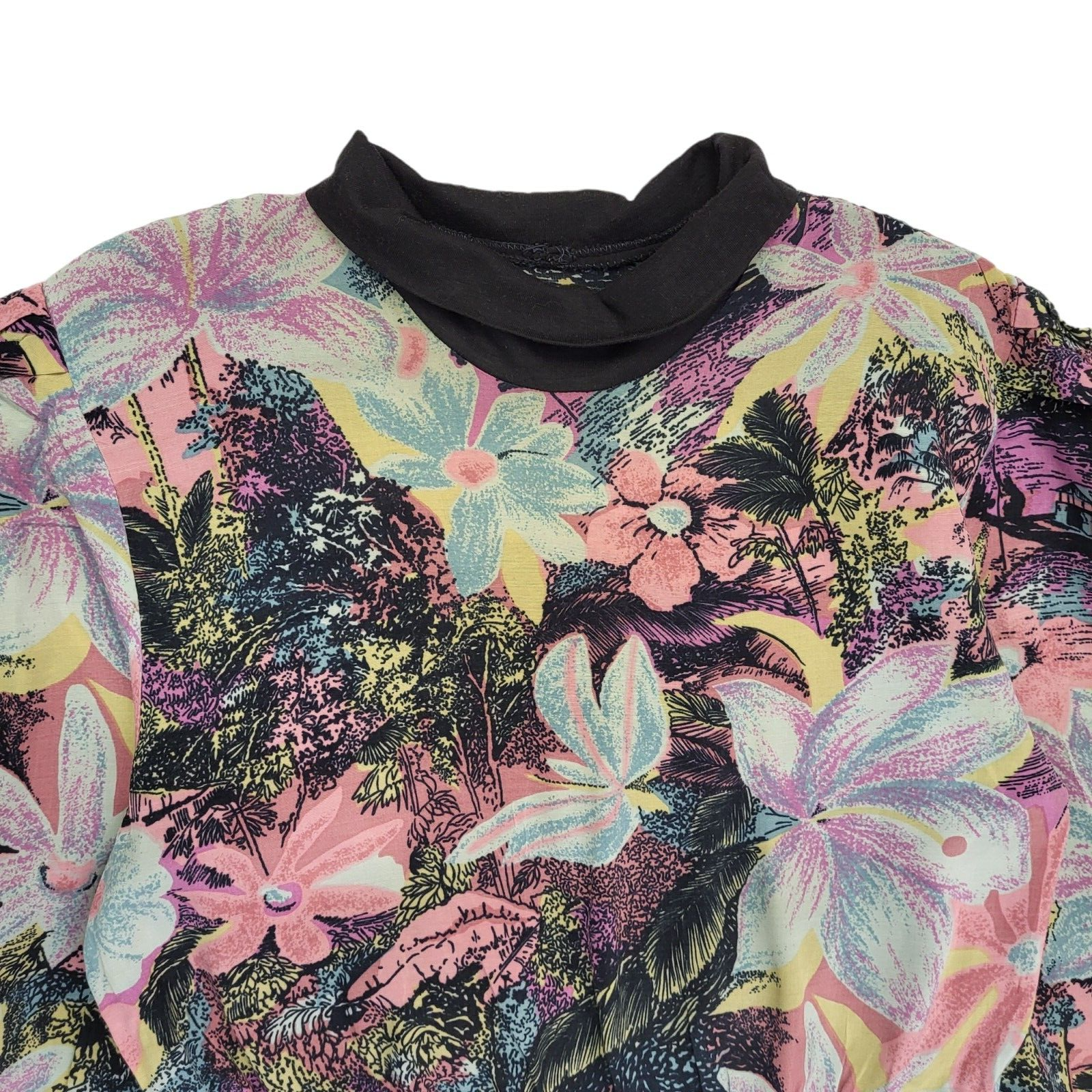 80s Vintage Floral Drop Waist Dress Women's Size 8