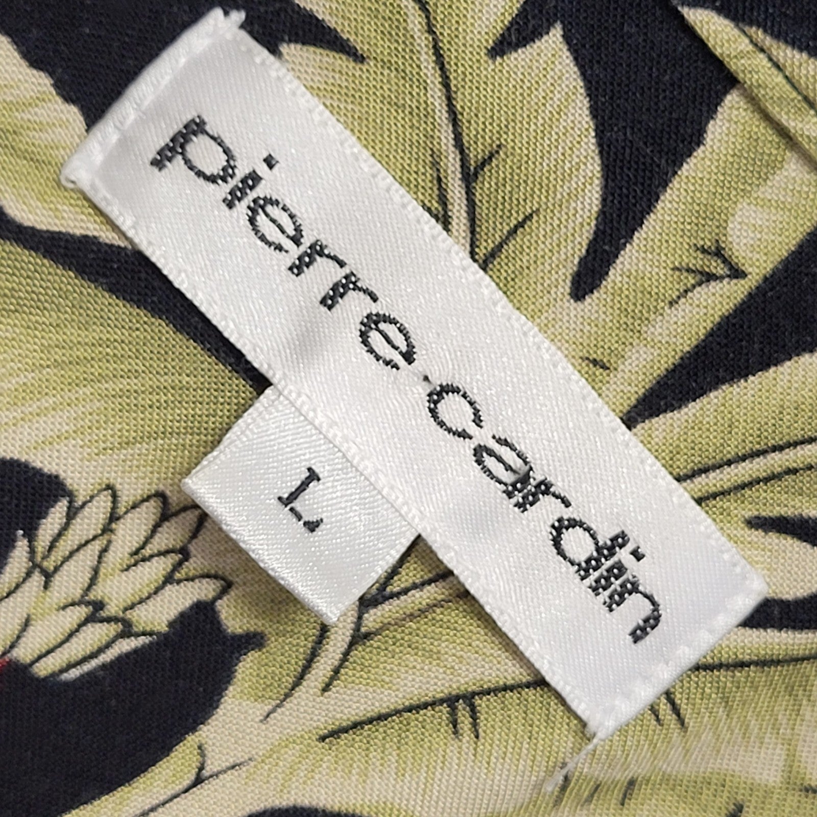 Pierre Cardin Vintage 90's Black Green Palm Trees Short Sleeve Shirt Men's UK L