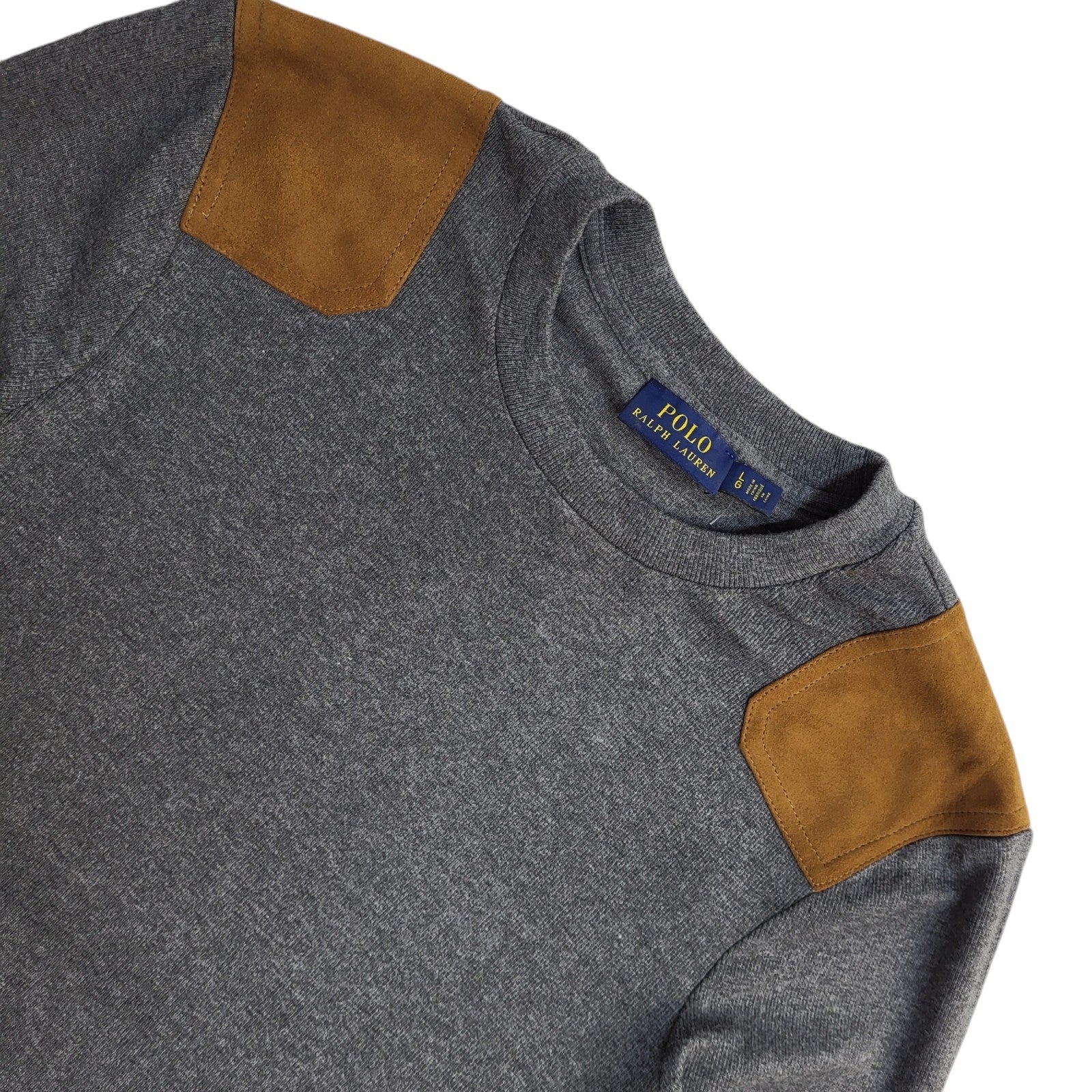 Polo Ralph Lauren Y2K Grey Round Neck Long Sleeve Jumper Men's UK Size L