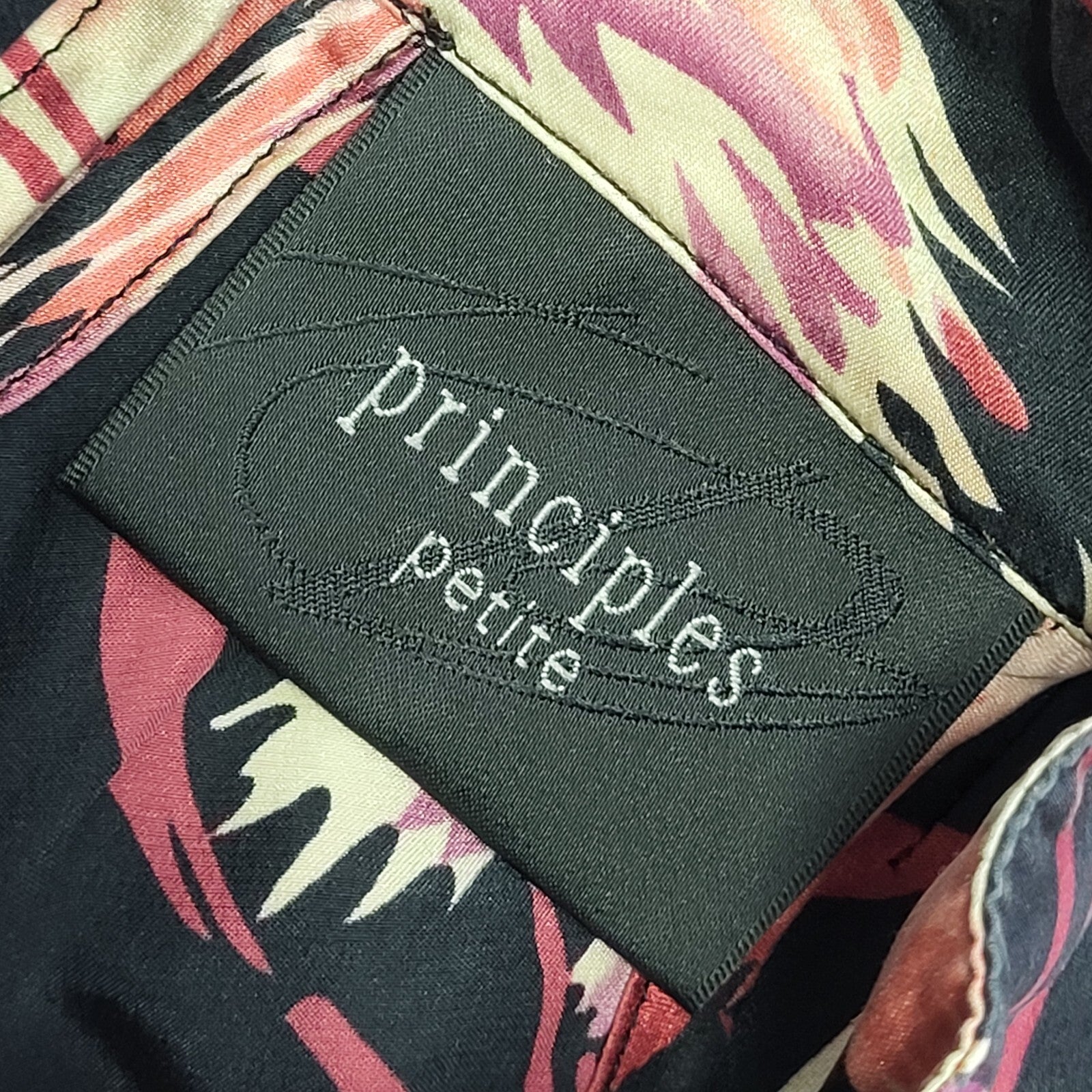 Principles Petite Vintage 90's Black & Pink Floral Halterneck Top Womens Size 6