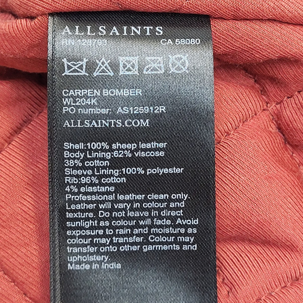 Allsaints Jacket Leather Y2k Dark Brown Zipped Uk Women's Size S