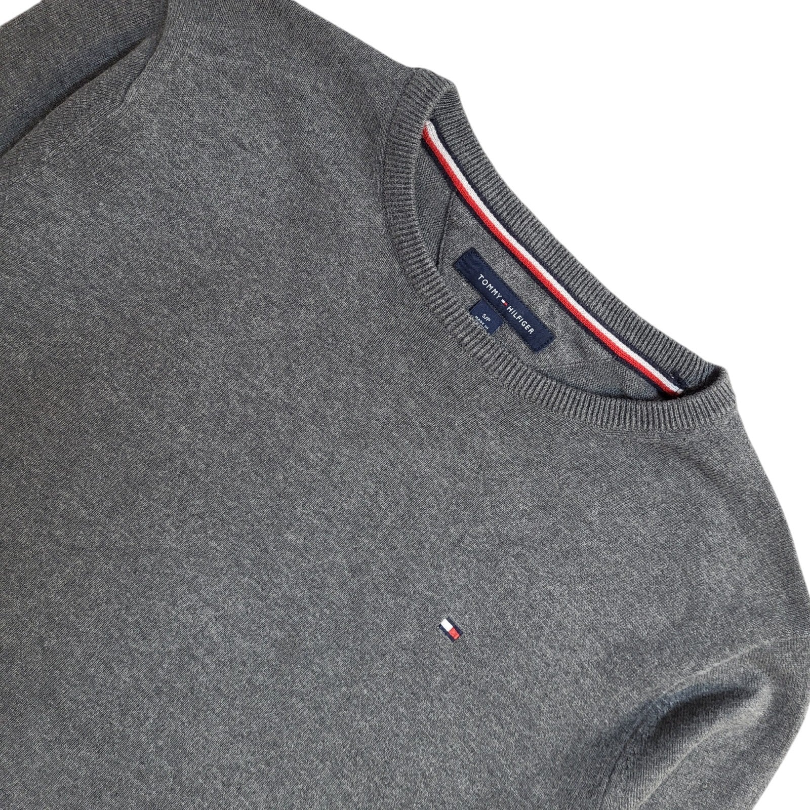 Tommy Hilfiger Y2K Grey Round Neck Long Sleeve Jumper Men's UK Size S