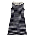 Vintage 80s Blue & White Polka Dot Sleeveless Bodycon Dress Uk Women's Size 12