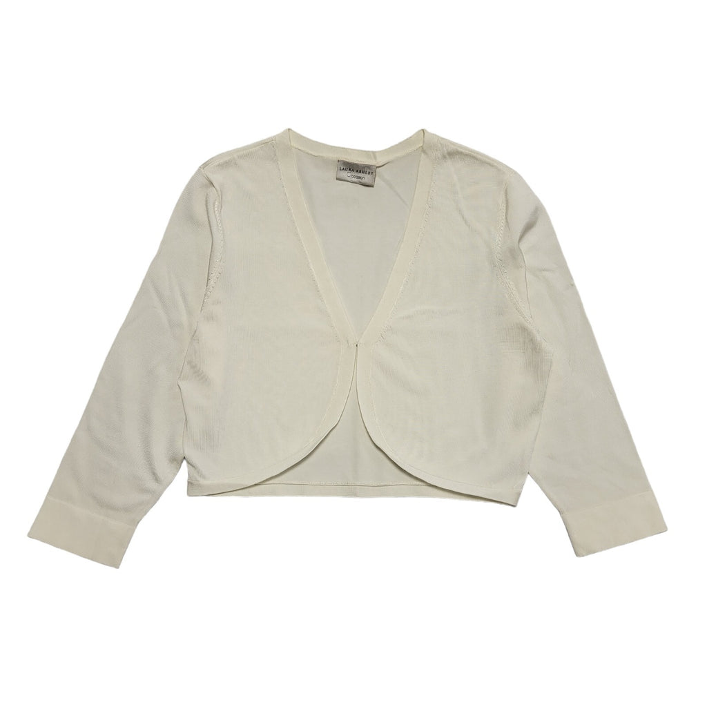 Laura Ashley Y2K Vintage Cream Cropped Thin Knit Cardigan Women's L 12