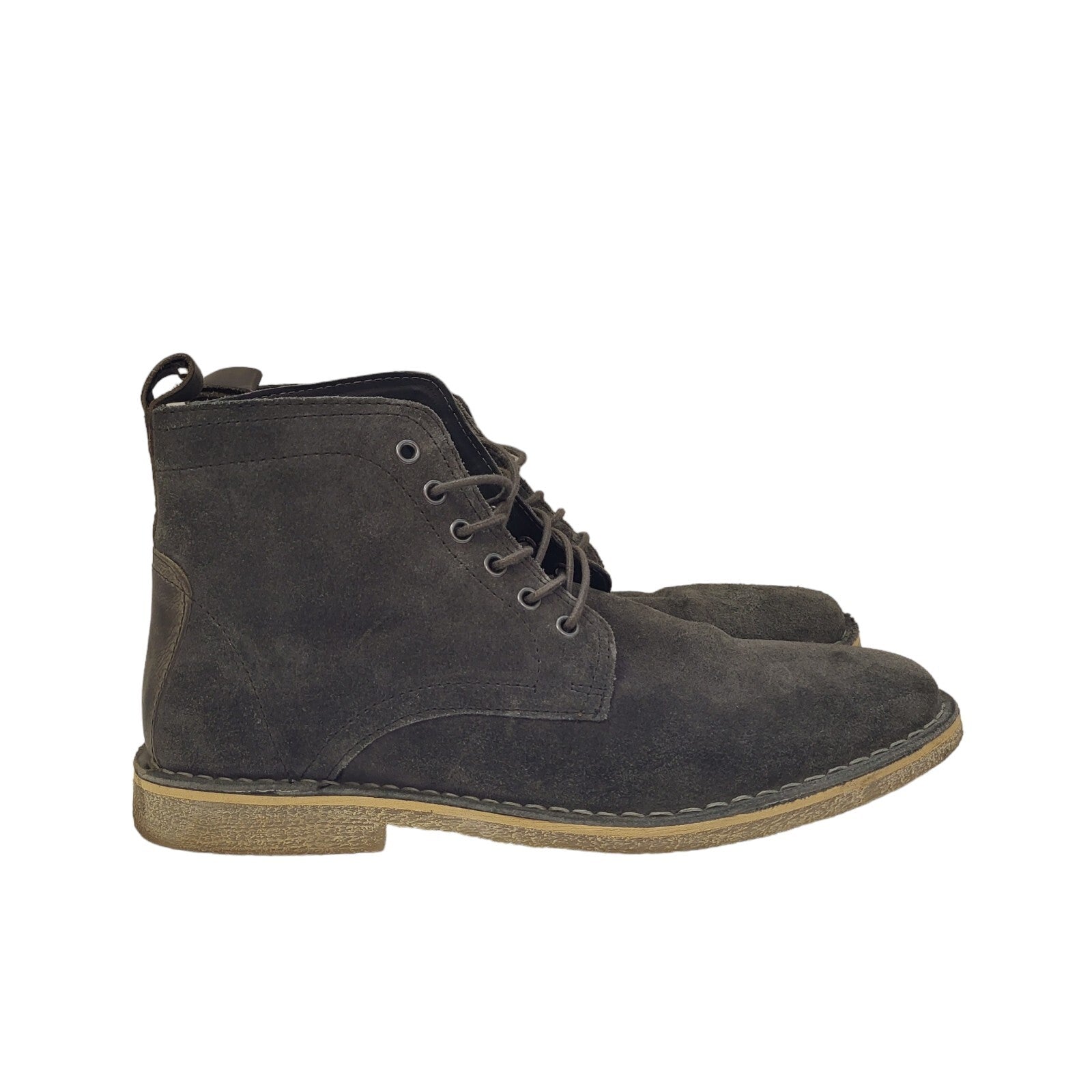 Asos Faux Leather Grey Lace-Up Lined Boots Uk Men's Size 9