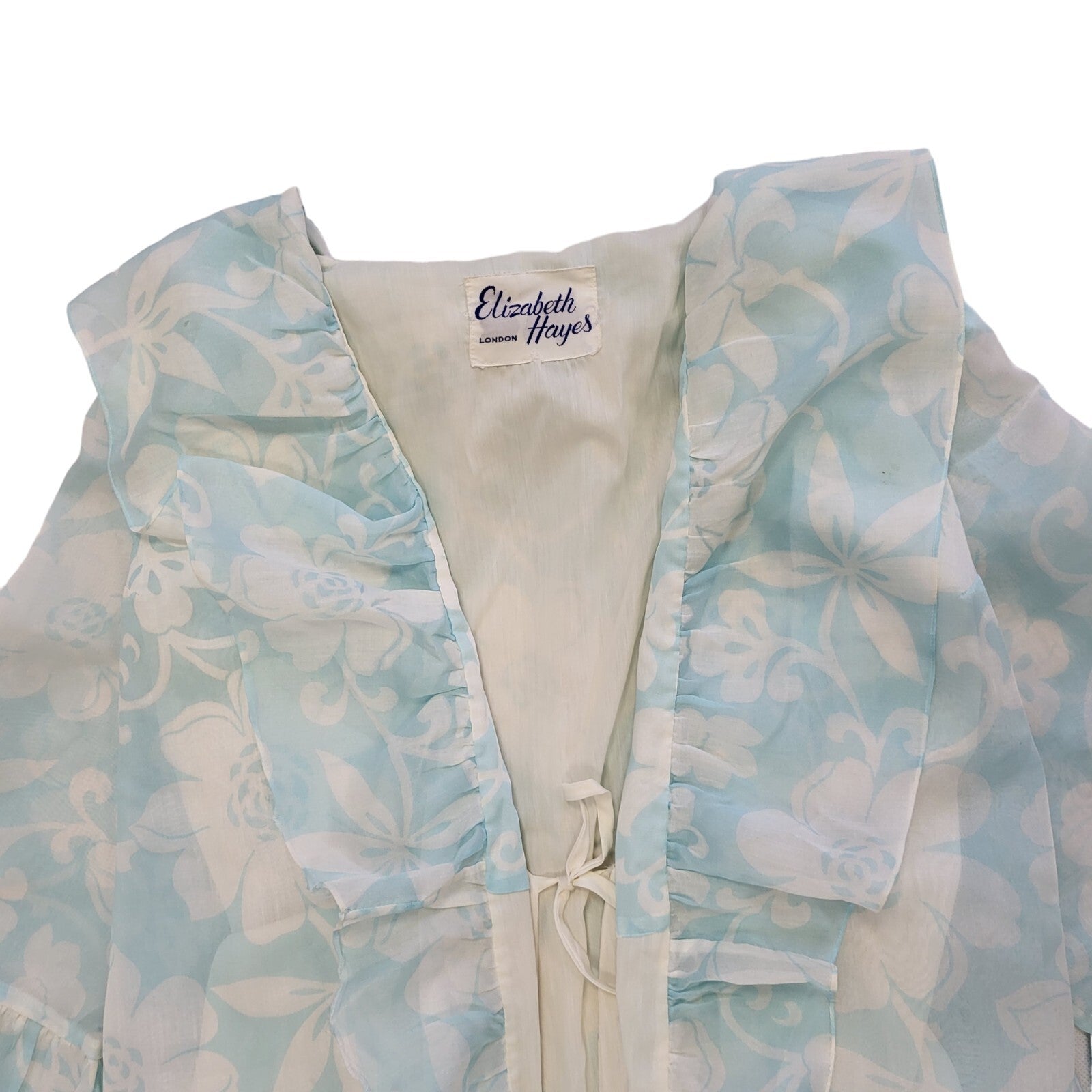 60s Vintage Elizabeth Hayes Blue Floral Nighty Uk Women's Size 10/12