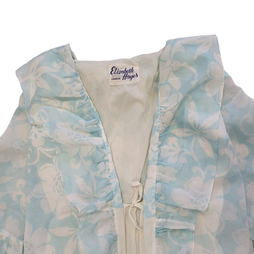 60s Vintage Elizabeth Hayes Blue Floral Nighty Uk Women's Size 10/12