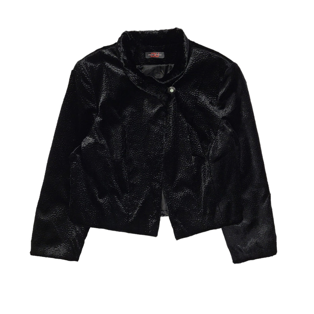 DU 90s Vintage Black Button Dress Jacket Uk Women's Size 20