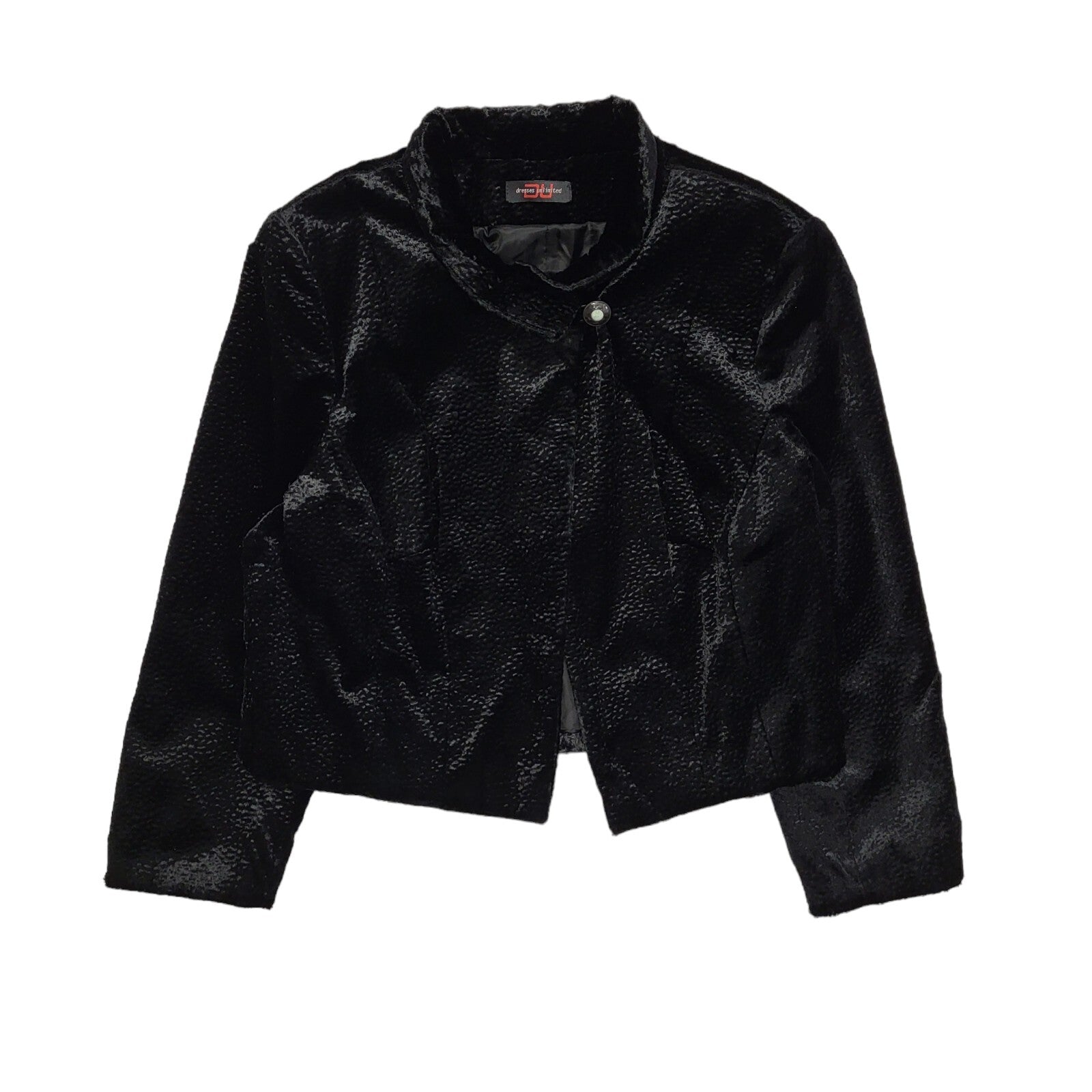 DU 90s Vintage Black Button Dress Jacket Uk Women's Size 20