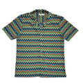 Topman Vintage Y2k Green & Blue Geometric Short Sleeve Shirt Men's UK L