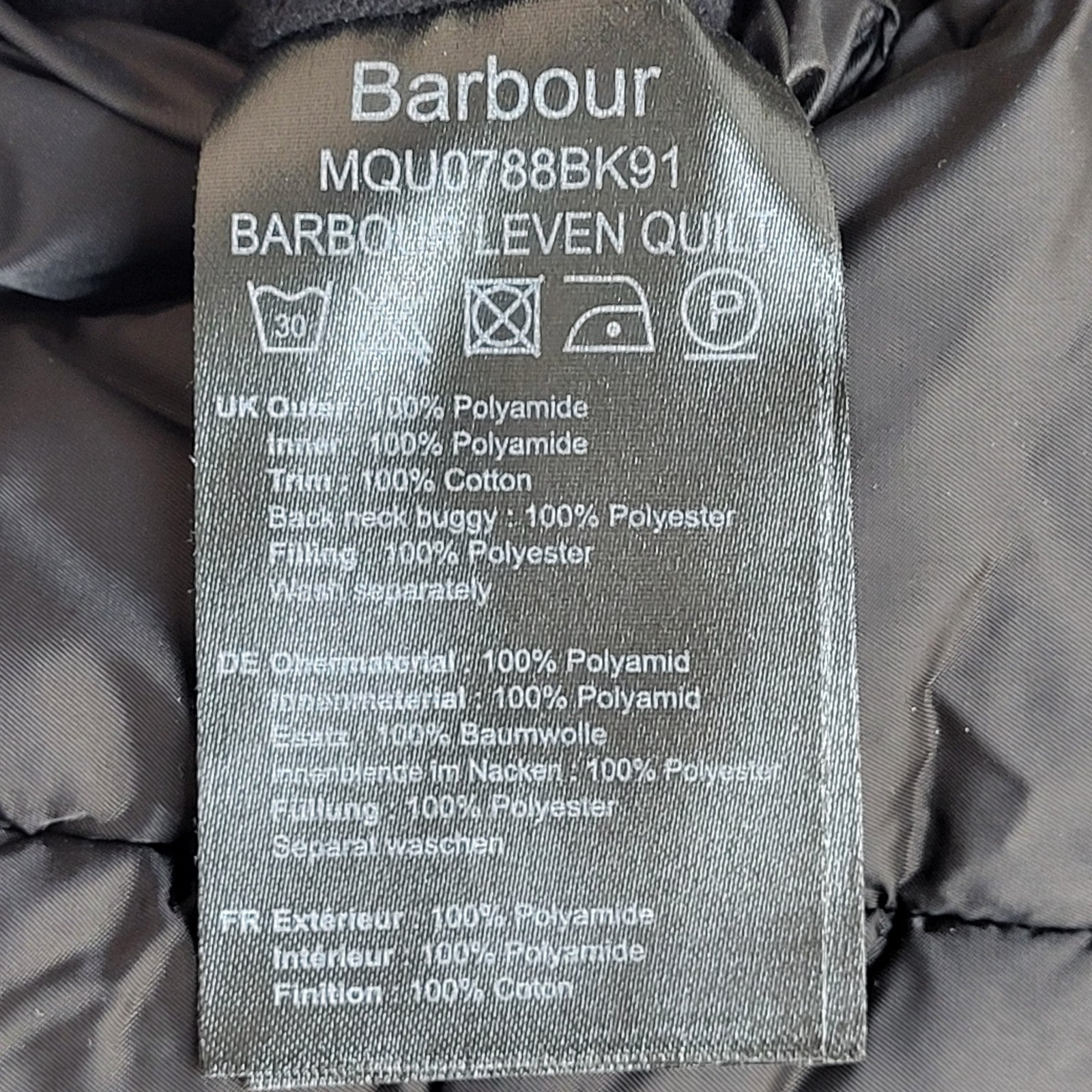 Barbour Fibre Down Classic Tartan Jacket Y2k Black Quilted UK Men's Size M