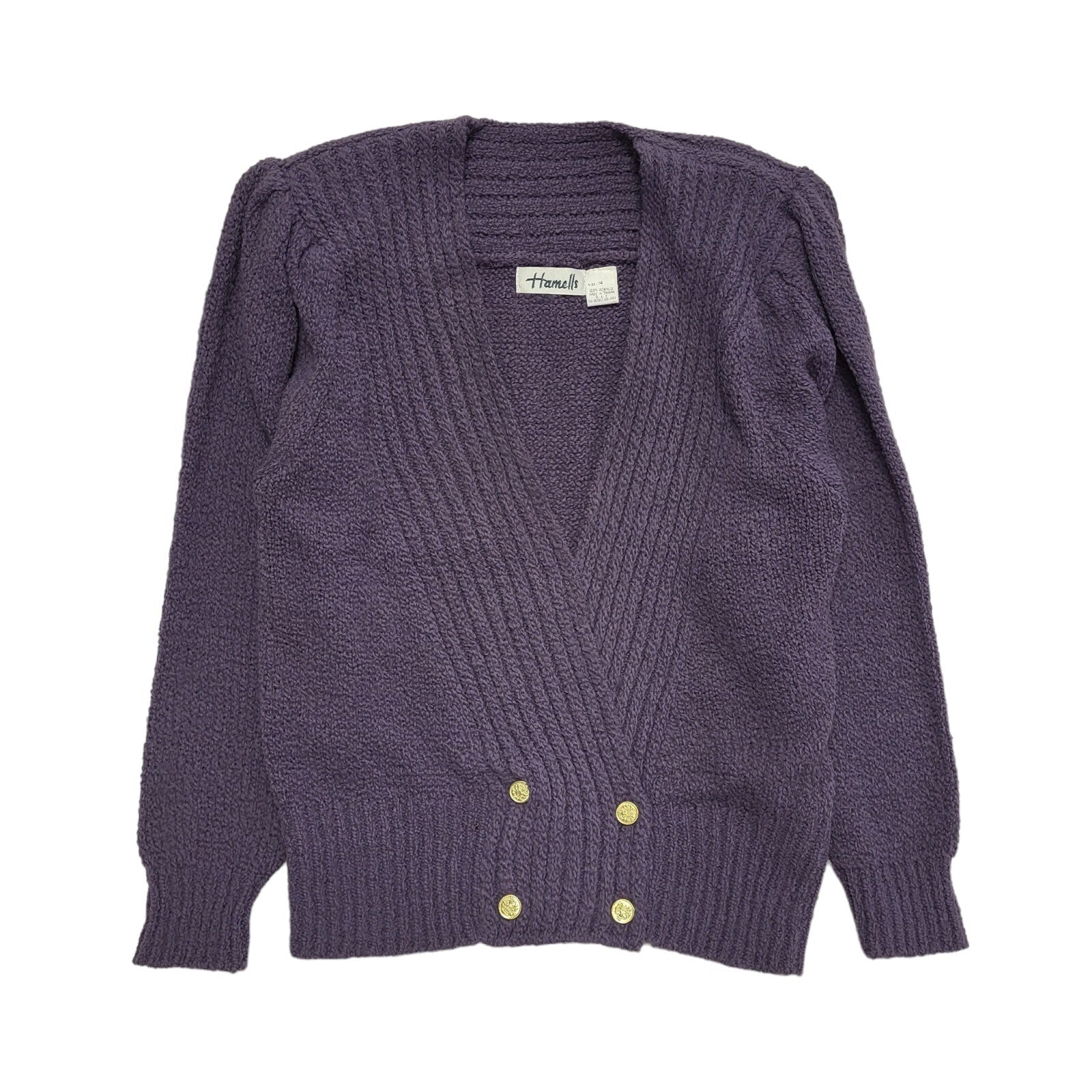 Hamells 80s Vintage Purple Acrylic Cardigan Uk Women's Size 14