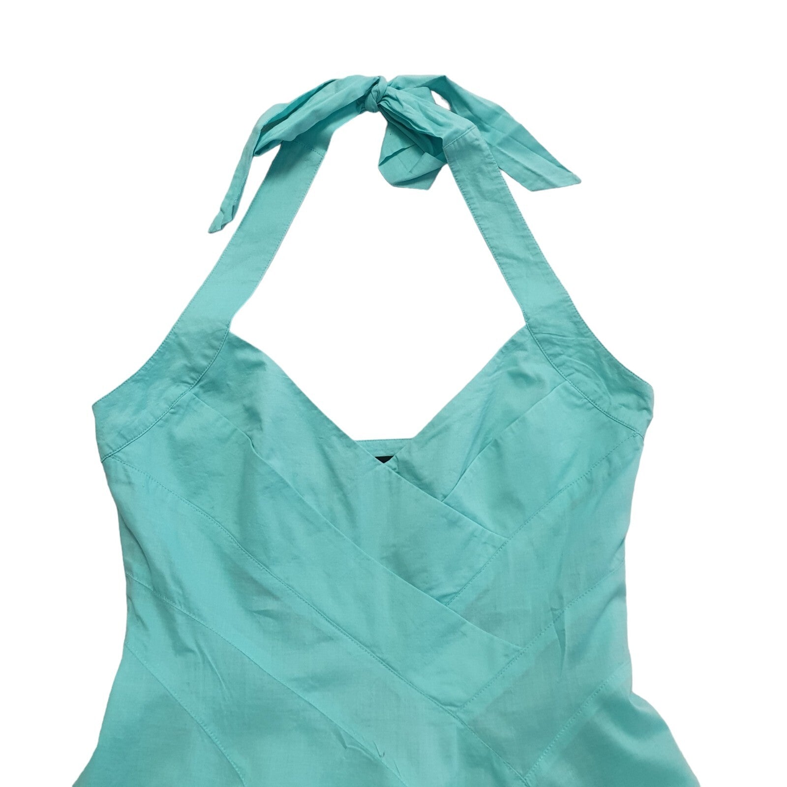 Jane Norman Vintage 90s Turquoise Halterneck Skater Dress Womens UK Size 12