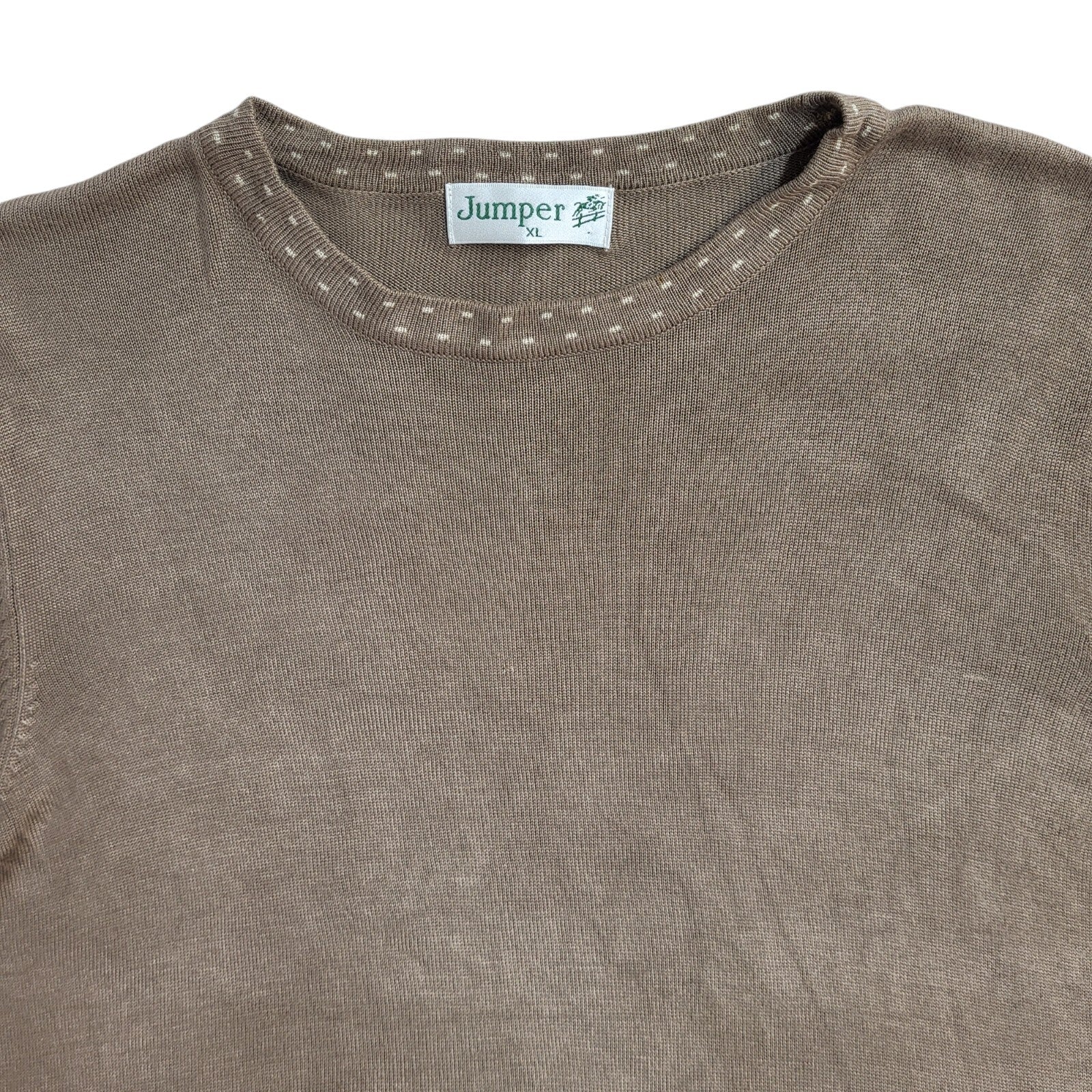 Jumper Vintage 90's Brown Short Sleeve Round Neck Jumper UK Women's Size XL