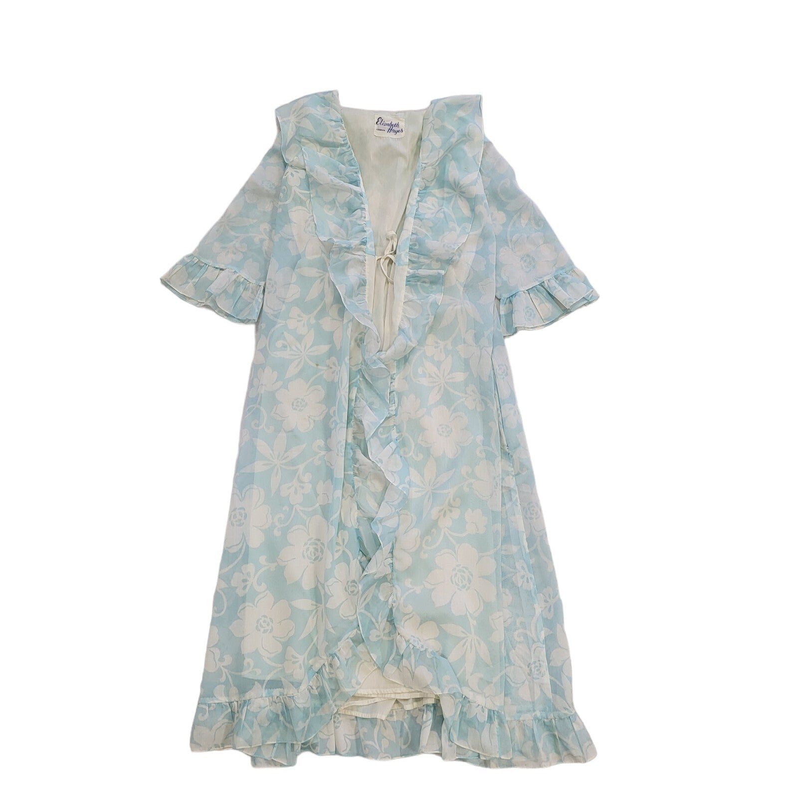 60s Vintage Elizabeth Hayes Blue Floral Nighty Uk Women's Size 10/12