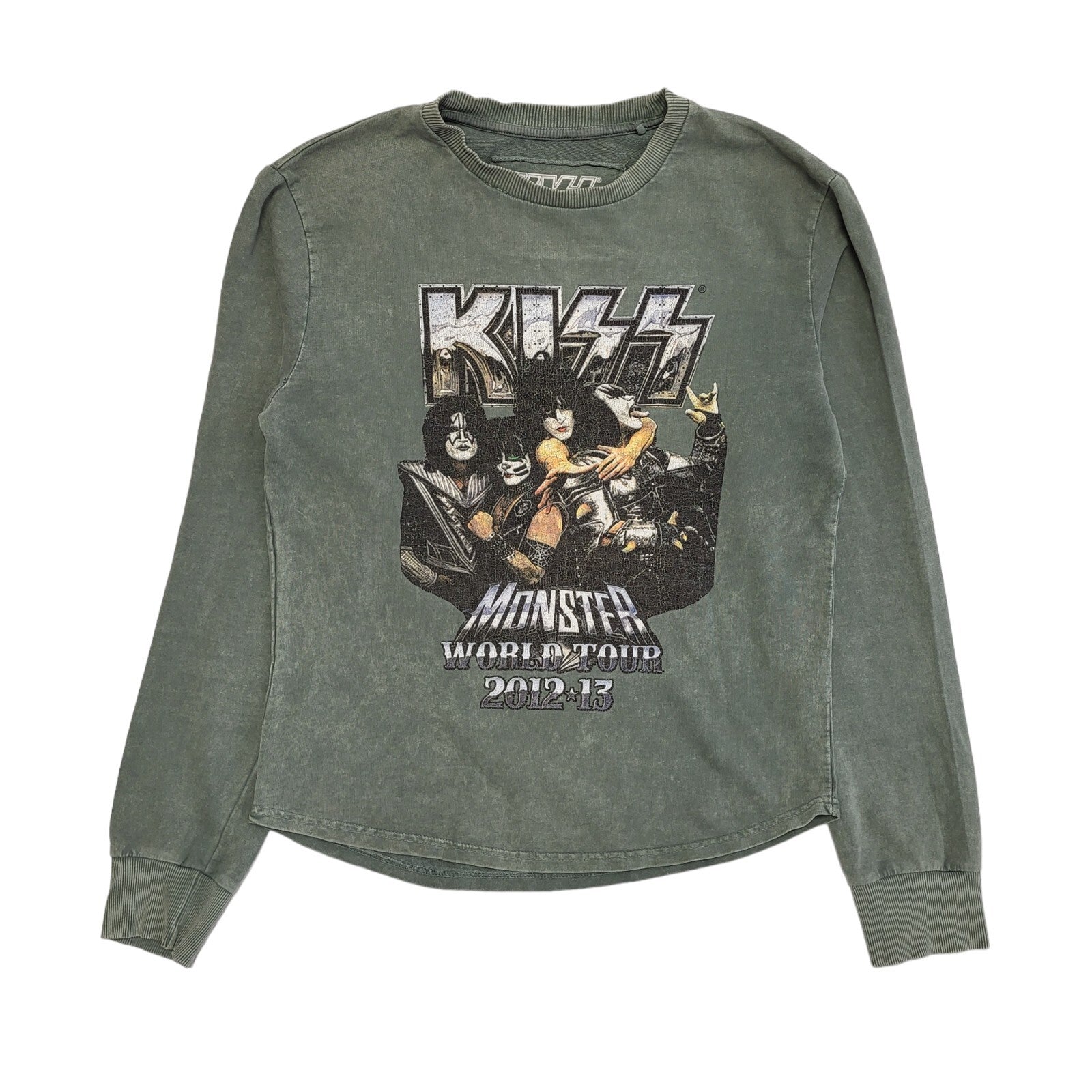 Kiss Vintage 90's Monster World Tour 2012-13 Green Sweatshirt Uk Men's Size M