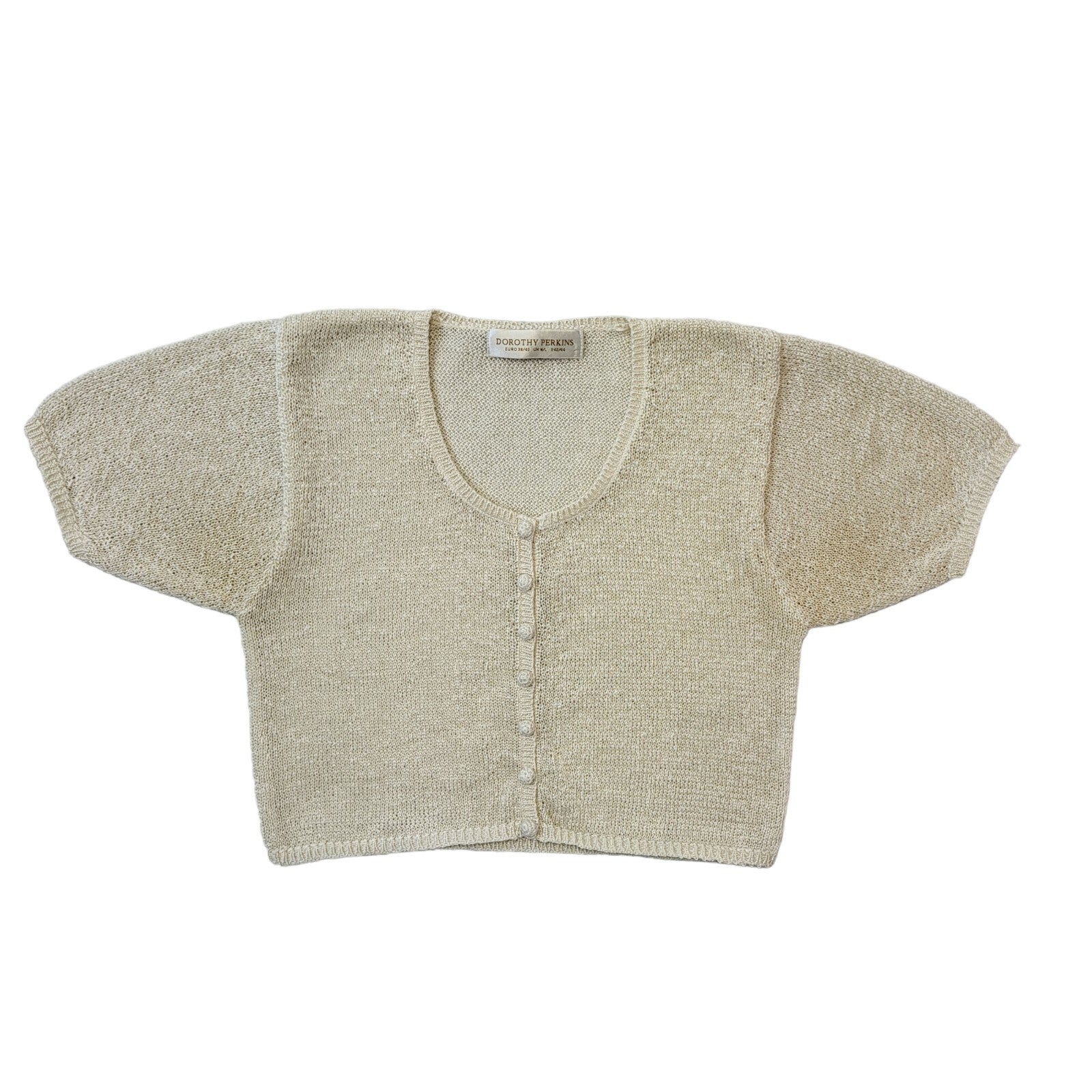 Dorothy Perkins 90s Vintage Cream Button-Up Cardigan Women's Size M/L