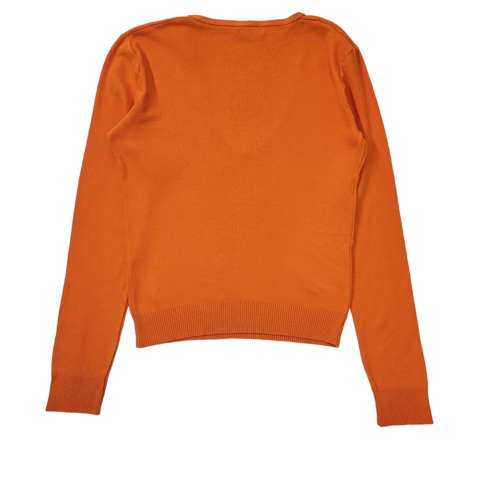United Colors Of Benetton Y2K Vintage V-Neck Orange Jumper Womens UK 12