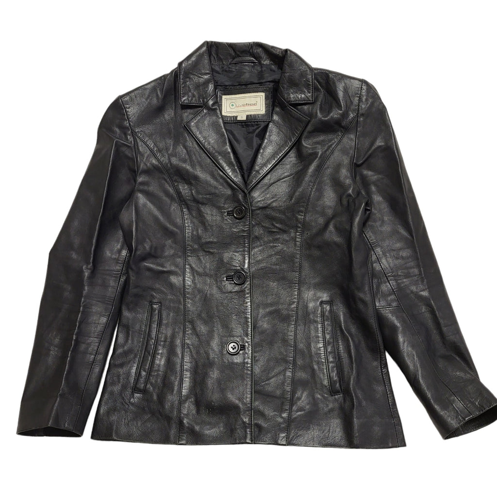 Live Tree Black Vintage 90s Leather Jacket Women's Size UK10