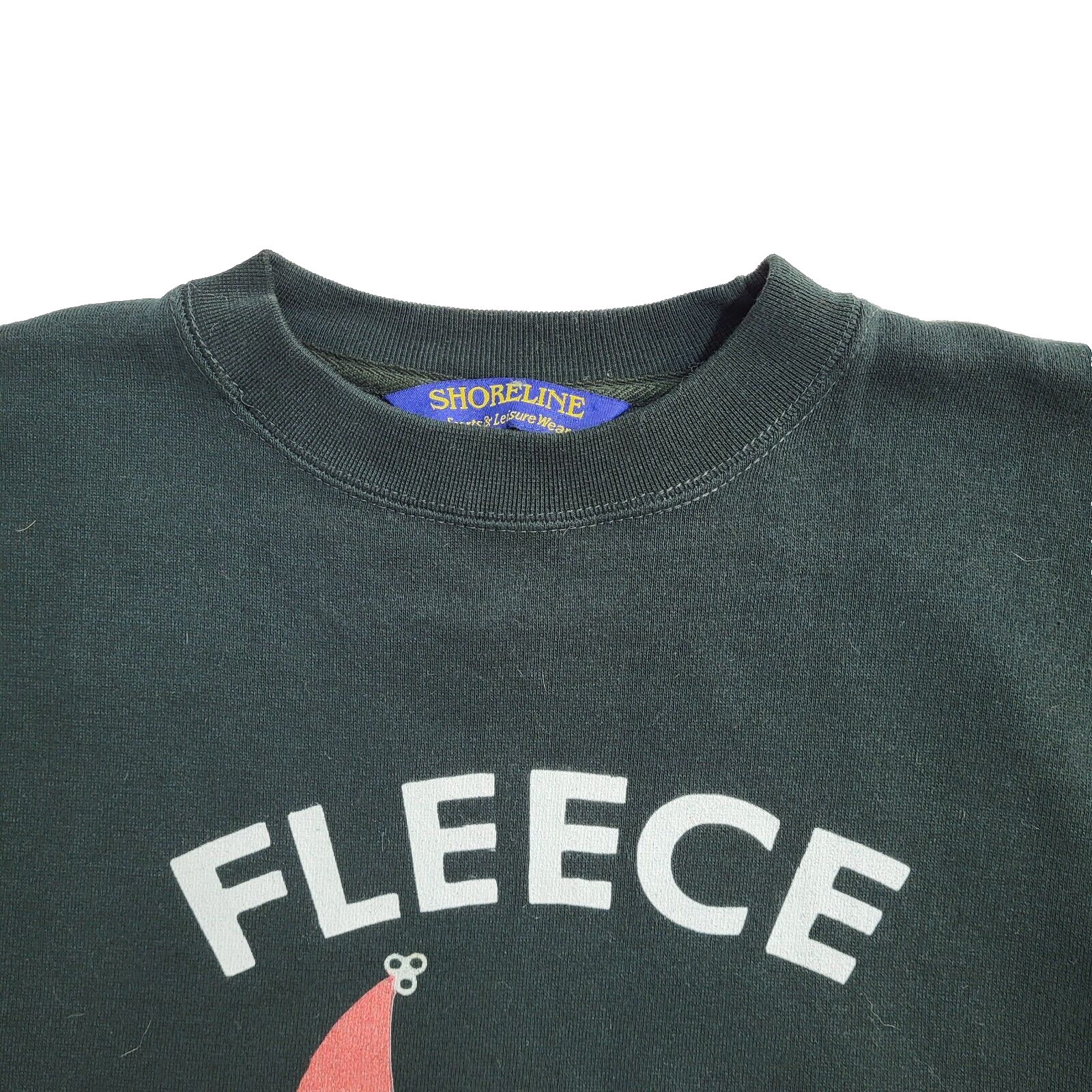 Shoreline Green Vintage 90s Fleece Navidad Sweatshirt UK Men's Size L