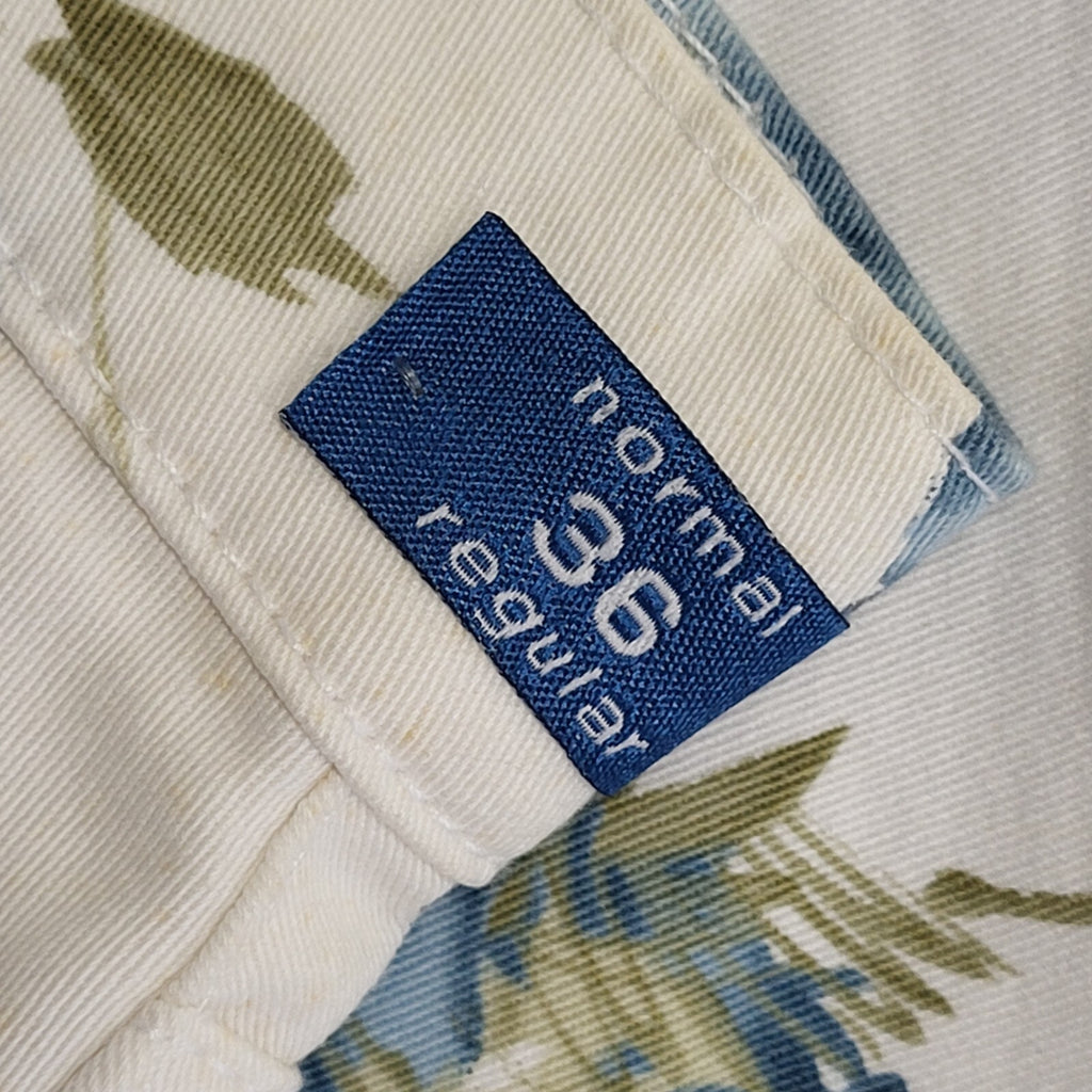 Marco Pecci White Blue Floral Straight Leg Denim Jeans Uk Women's 8 W26 L30