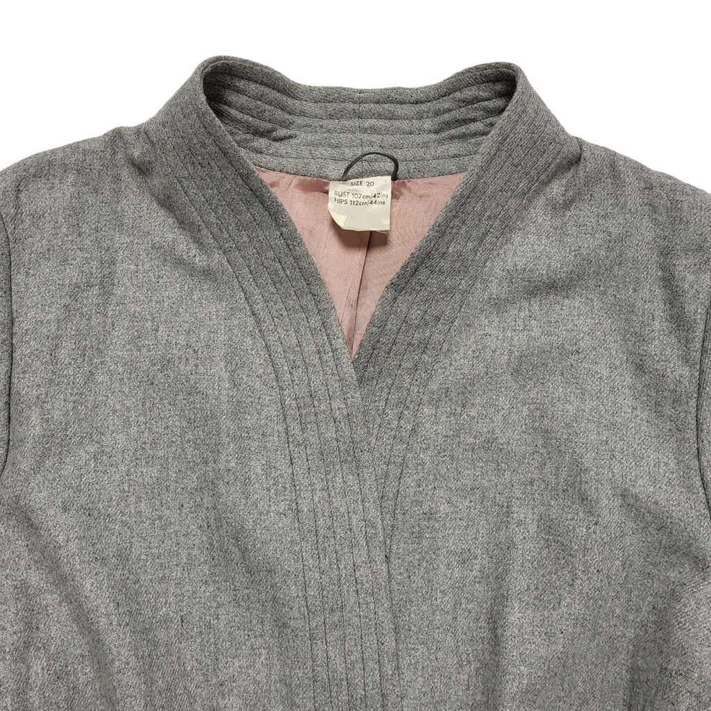 Madox 90s Vintage Grey Belted Wool Blend Casual Jacket Uk Women's Size 20