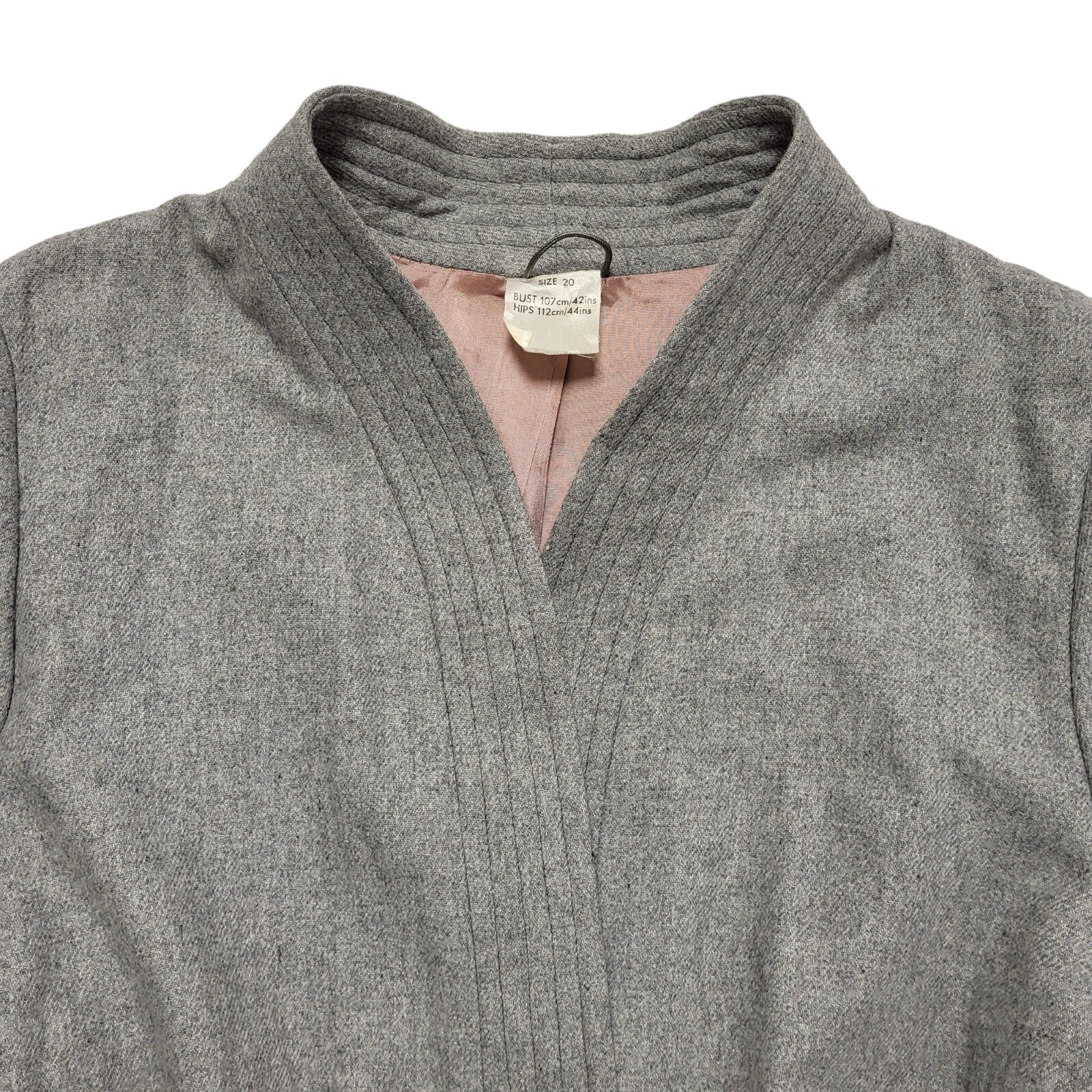 Madox 90s Vintage Grey Belted Wool Blend Casual Jacket Uk Women's Size 20