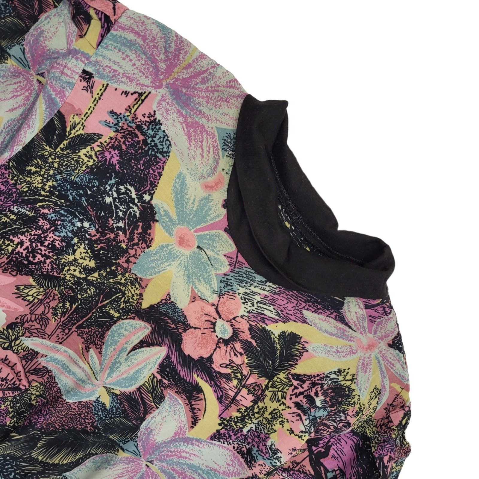 80s Vintage Floral Drop Waist Dress Women's Size 8
