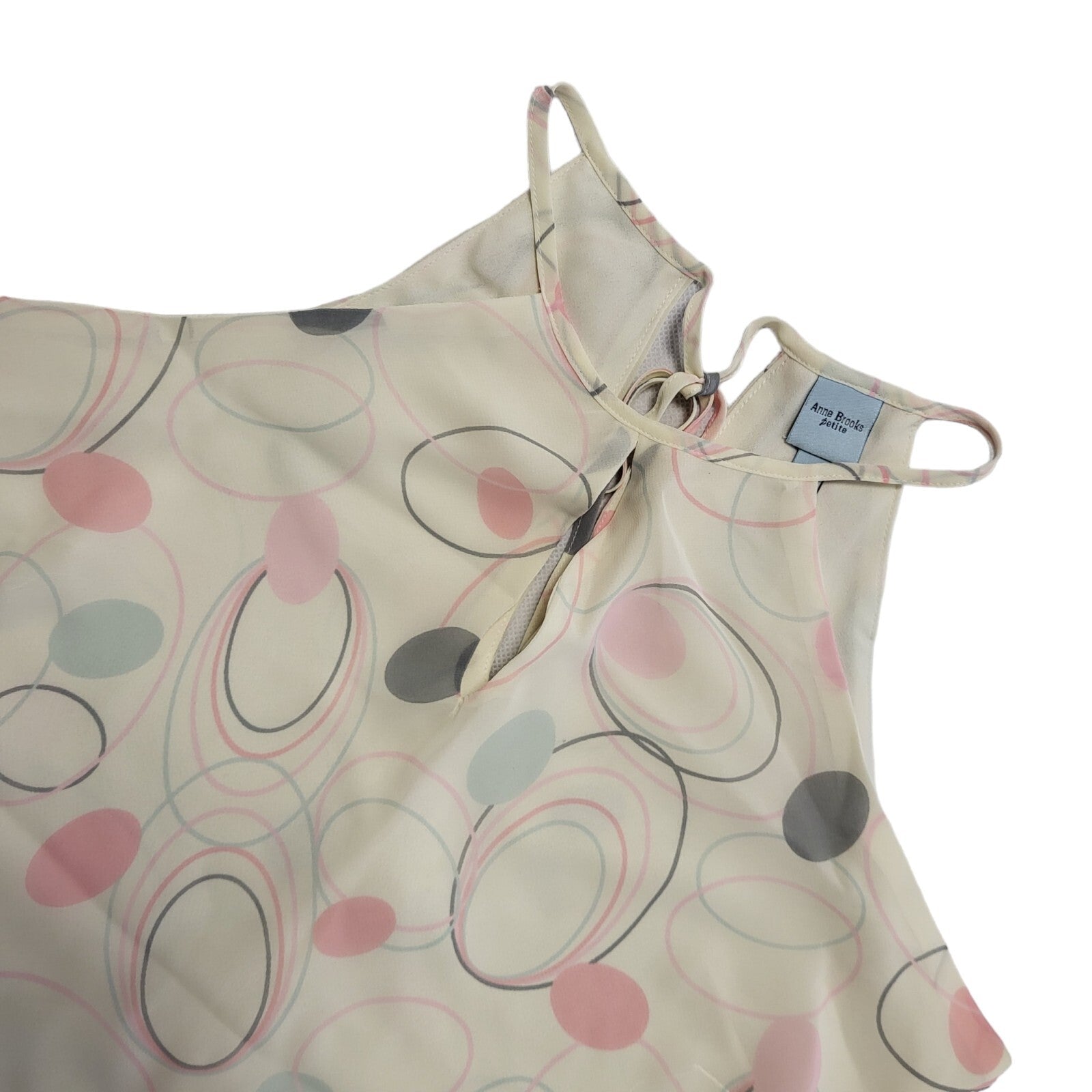 Anne Brooks Petite Cream Patterned Y2K keyhole detail top Women's Uk 10