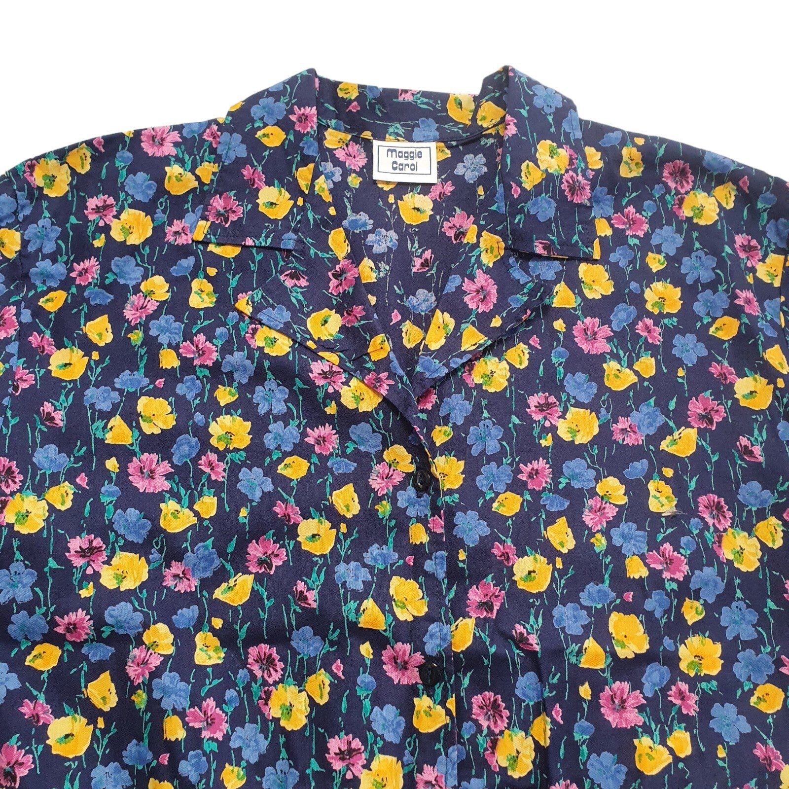 maggie Carol Vintage 90s Multicoloured Floral Shirt Dress Womens UK Size L