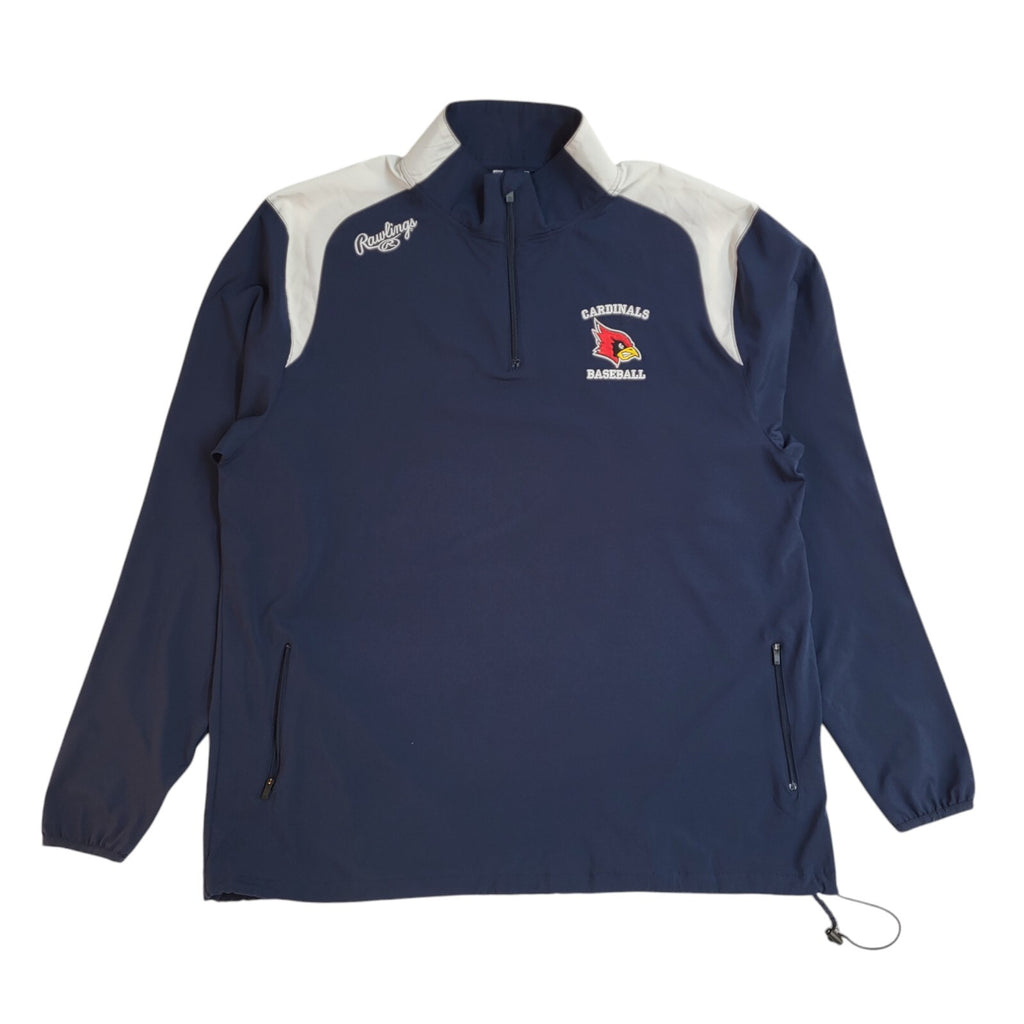 Rawlings Cardinal Baseball 90s Blue 1/4 Zip Pullover Sports Jacket Men's Size L