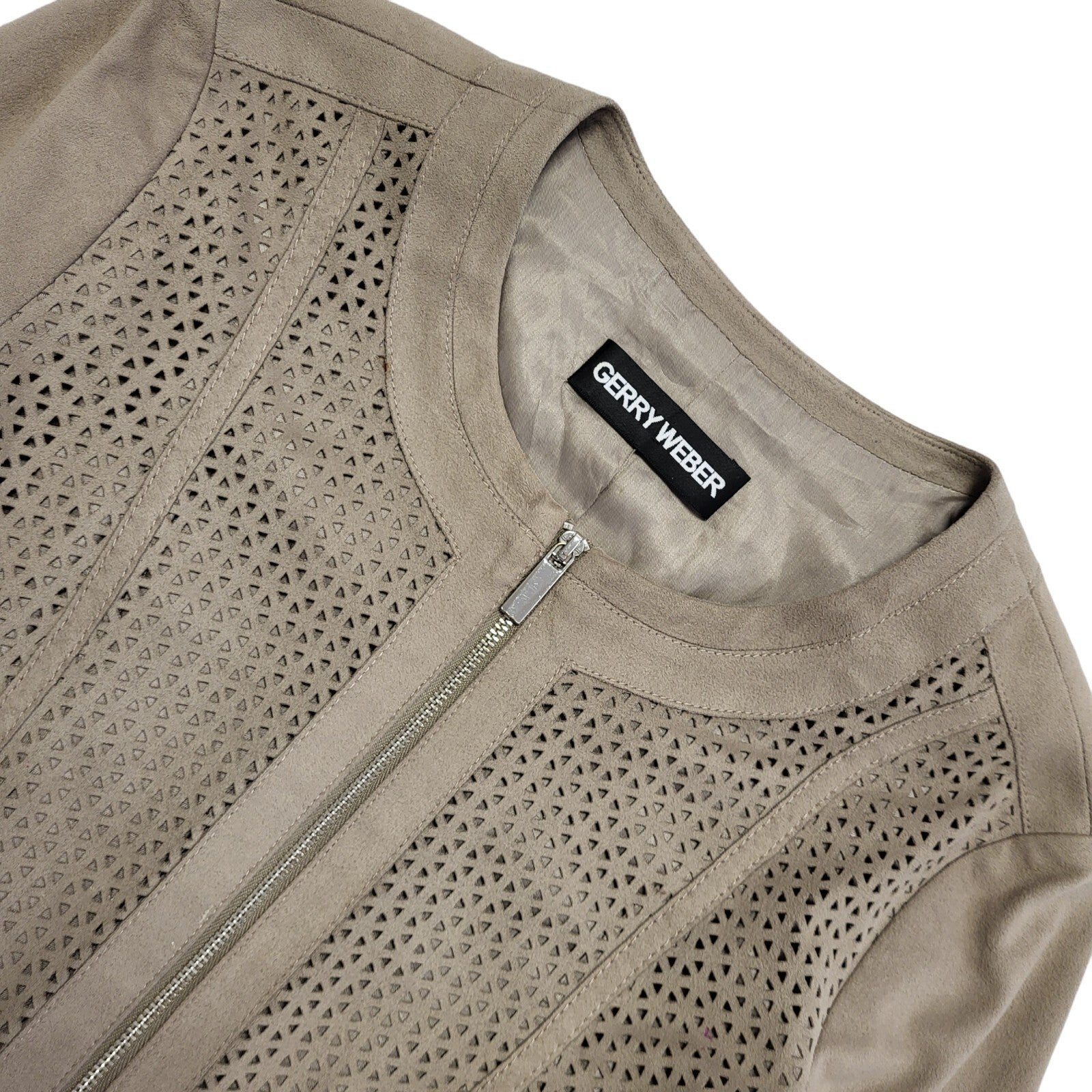 Gerry Weber Vintage Y2K Stone Faux Suede Jacket Uk Women's Size Small