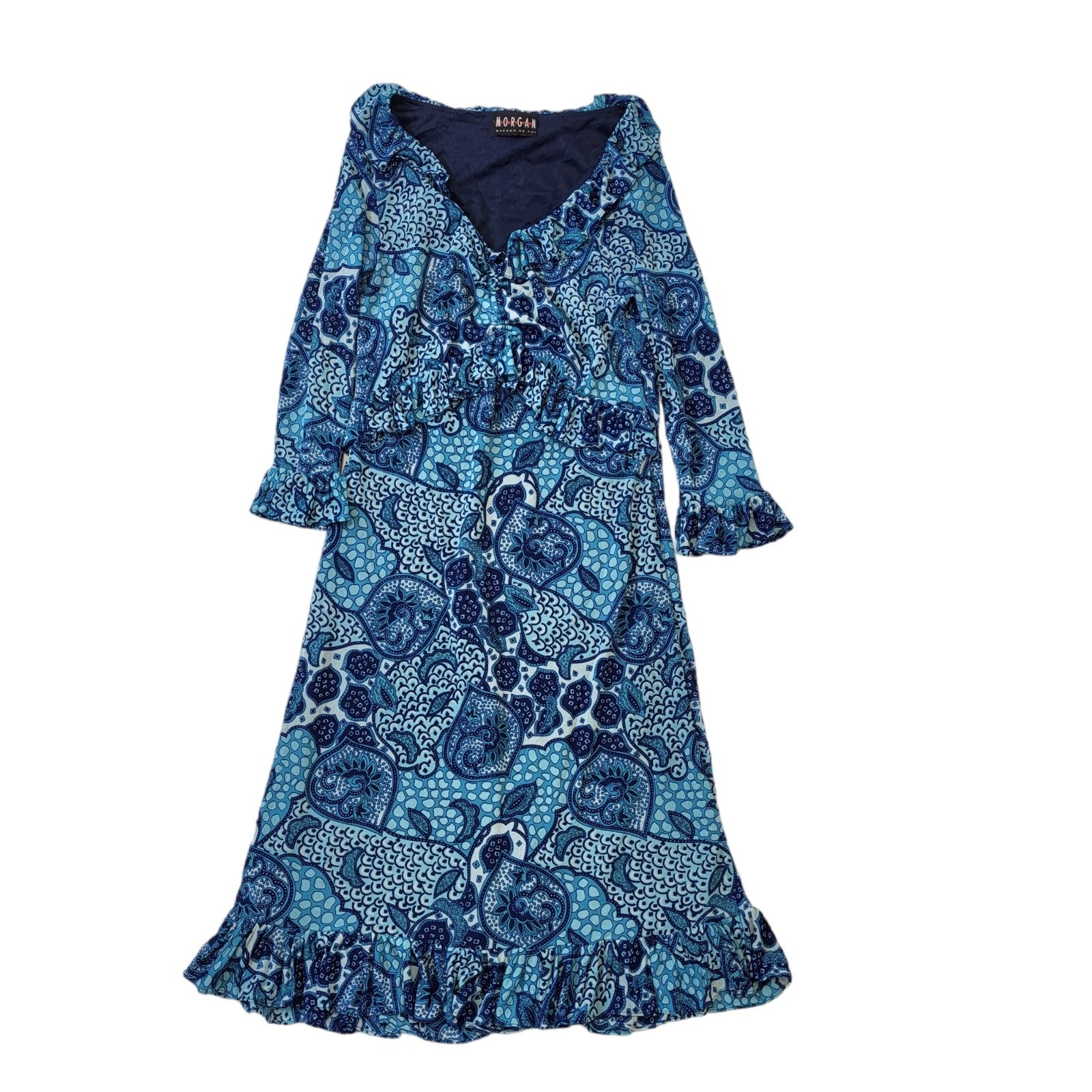 Morgan 90s Vintage Blue Retro Abstract Dress Women's Size XS