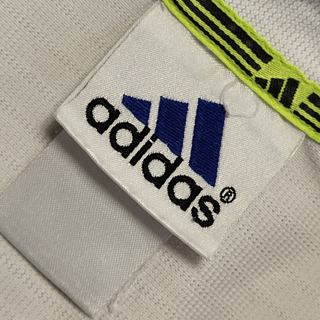 Adidas Vintage 90s White & Blue Collared Polo Shirt Uk Women's Size 14